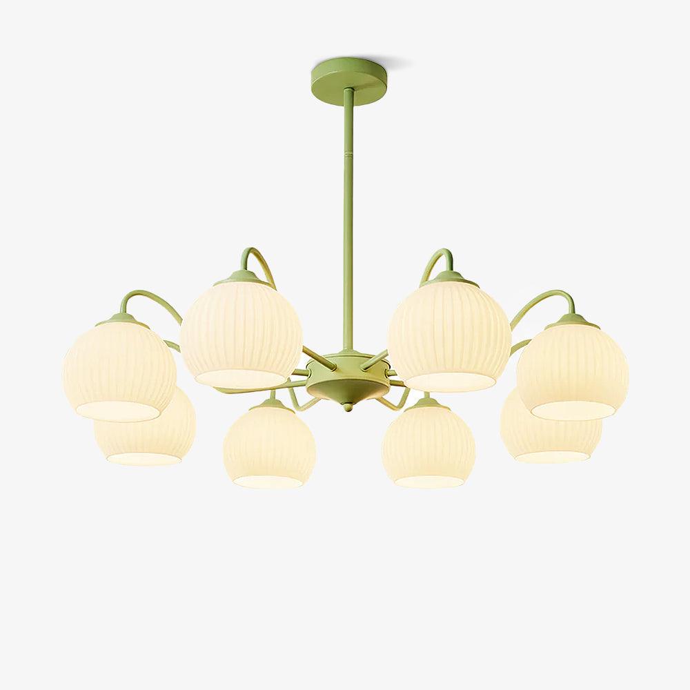 Ribbed Glass Matcha Chandelier - Lumpaz