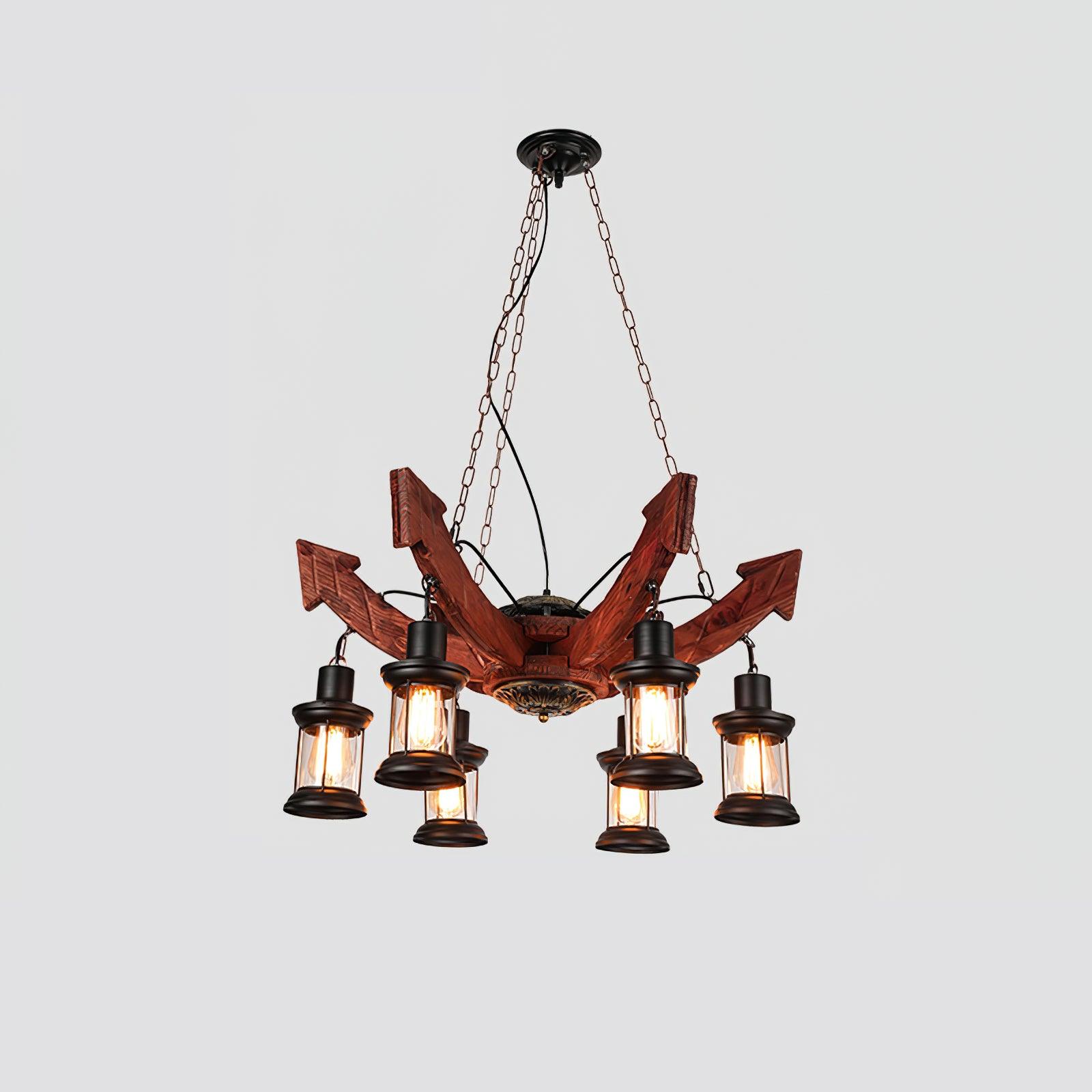 Nautical Industrial Style Wooden Chandelier - Lumpaz
