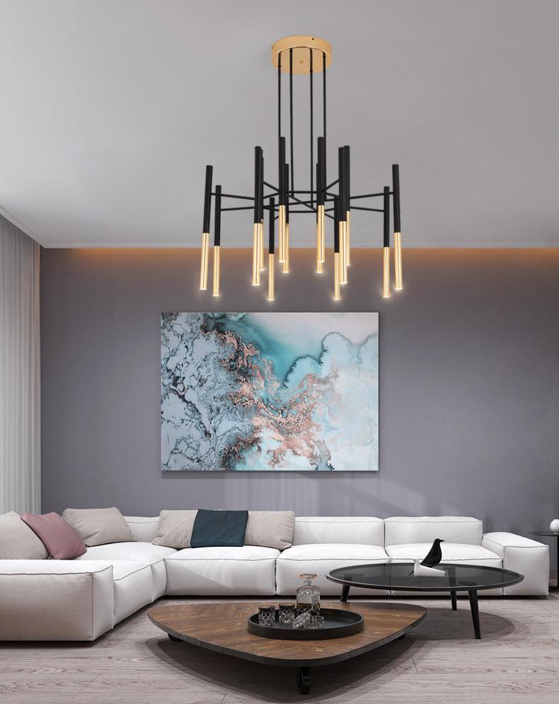 Metal Tubular Chandelier - Lumpaz