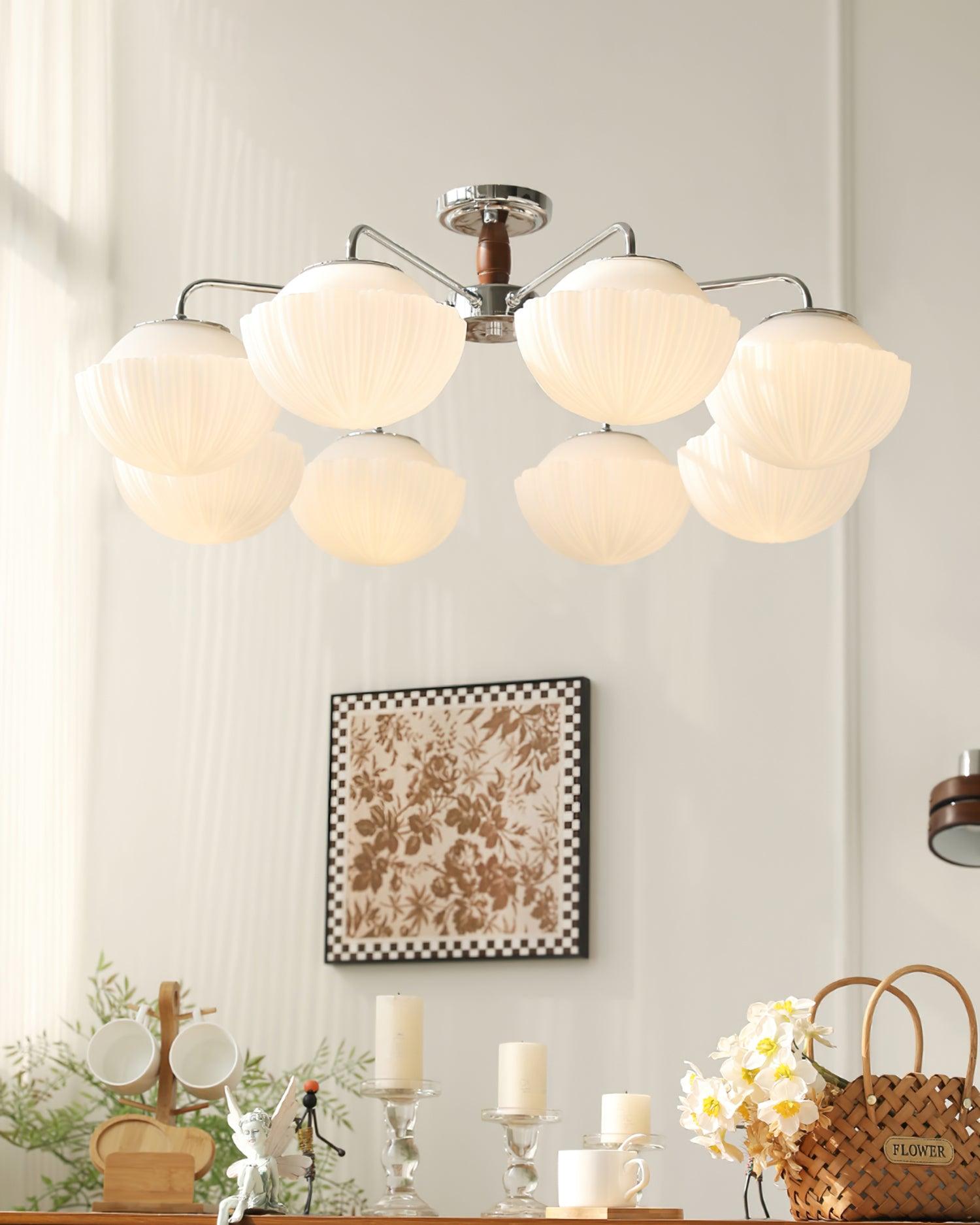 Ribbed Walnut Ceiling Lamp - Lumpaz