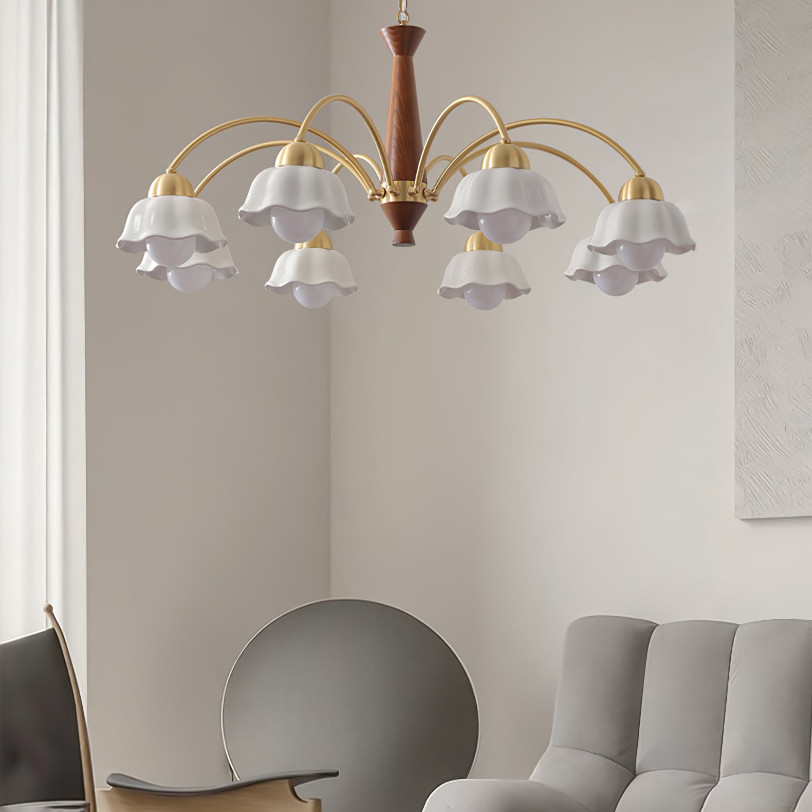 Swedish Modern Brass Chandelier - Lumpaz