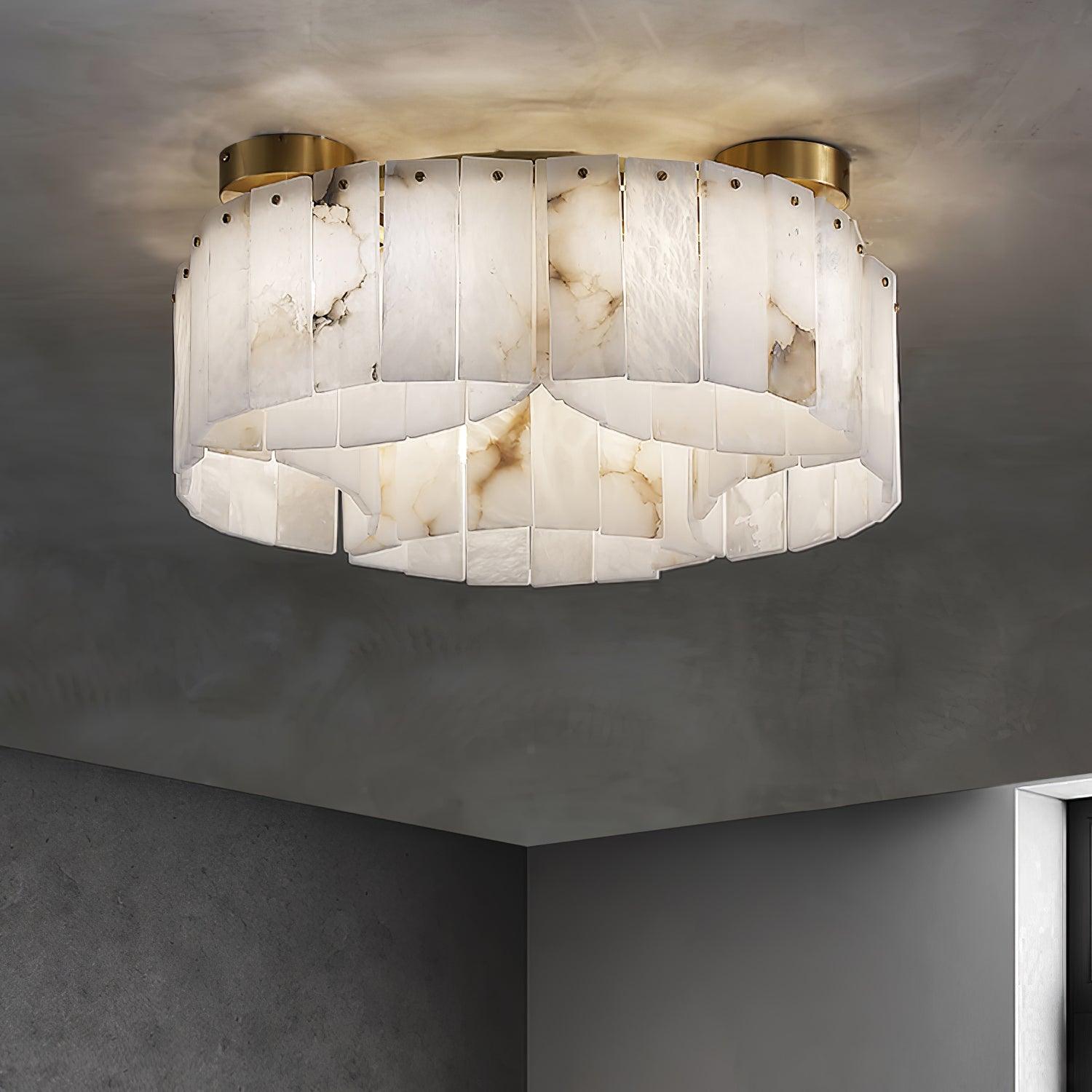 Luxe Alabaster Brass Ceiling Lamp - Lumpaz