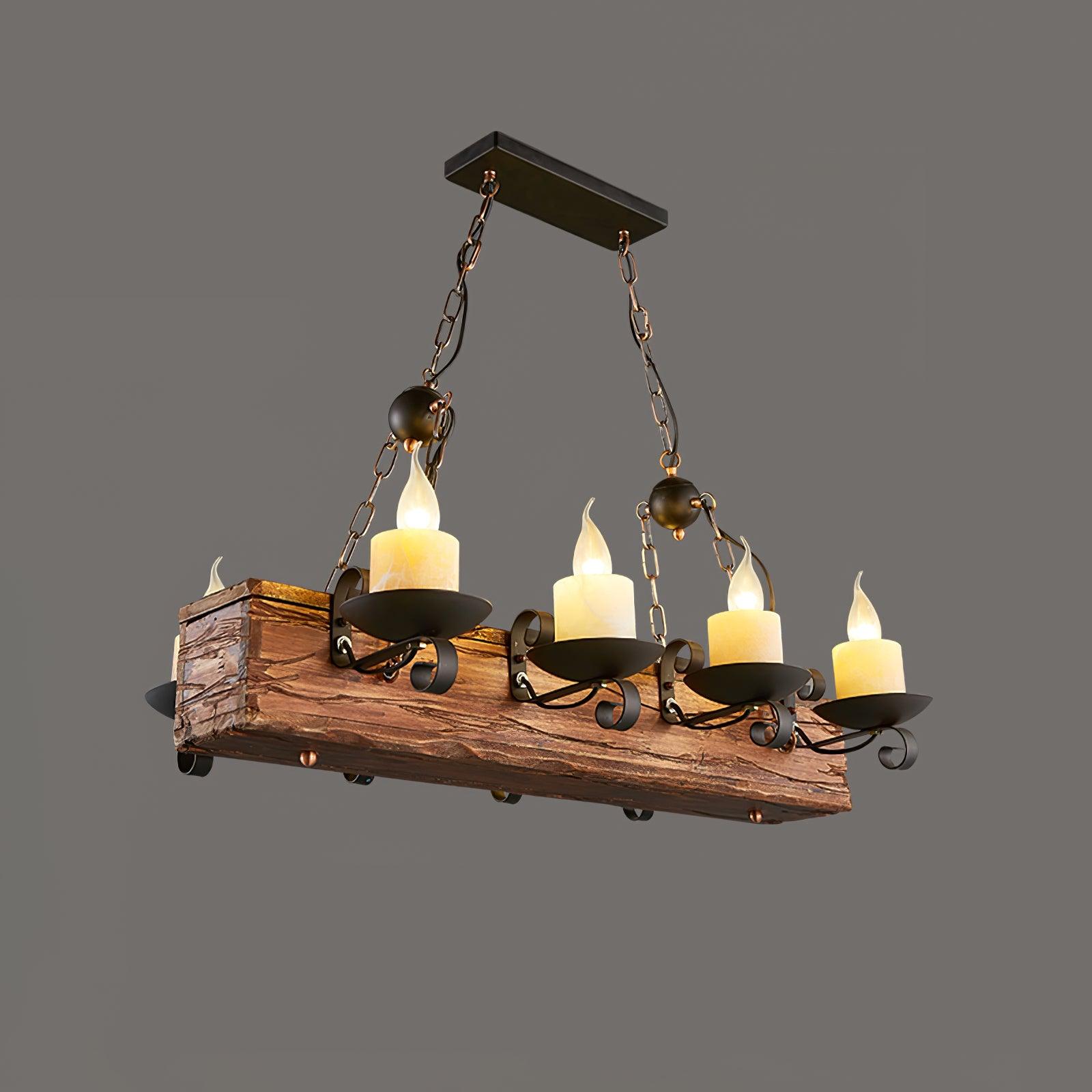 Nautical Industrial Style Wooden Chandelier - Lumpaz