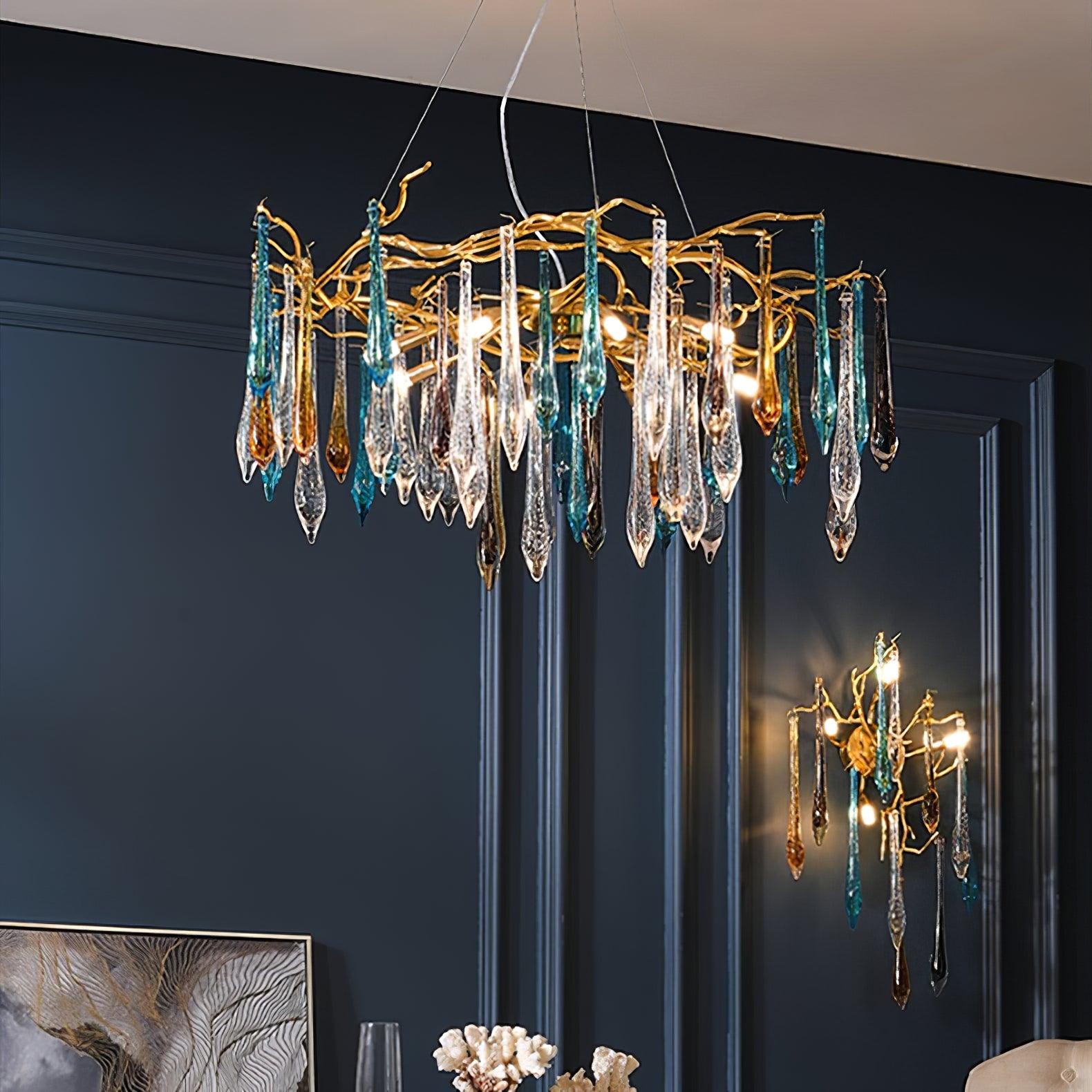 Gold Round Teardrop Chandelier - Lumpaz
