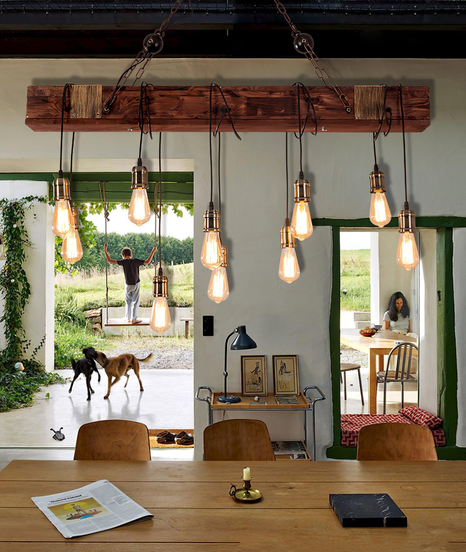 Wood Hanging Multi Chandelier - Lumpaz