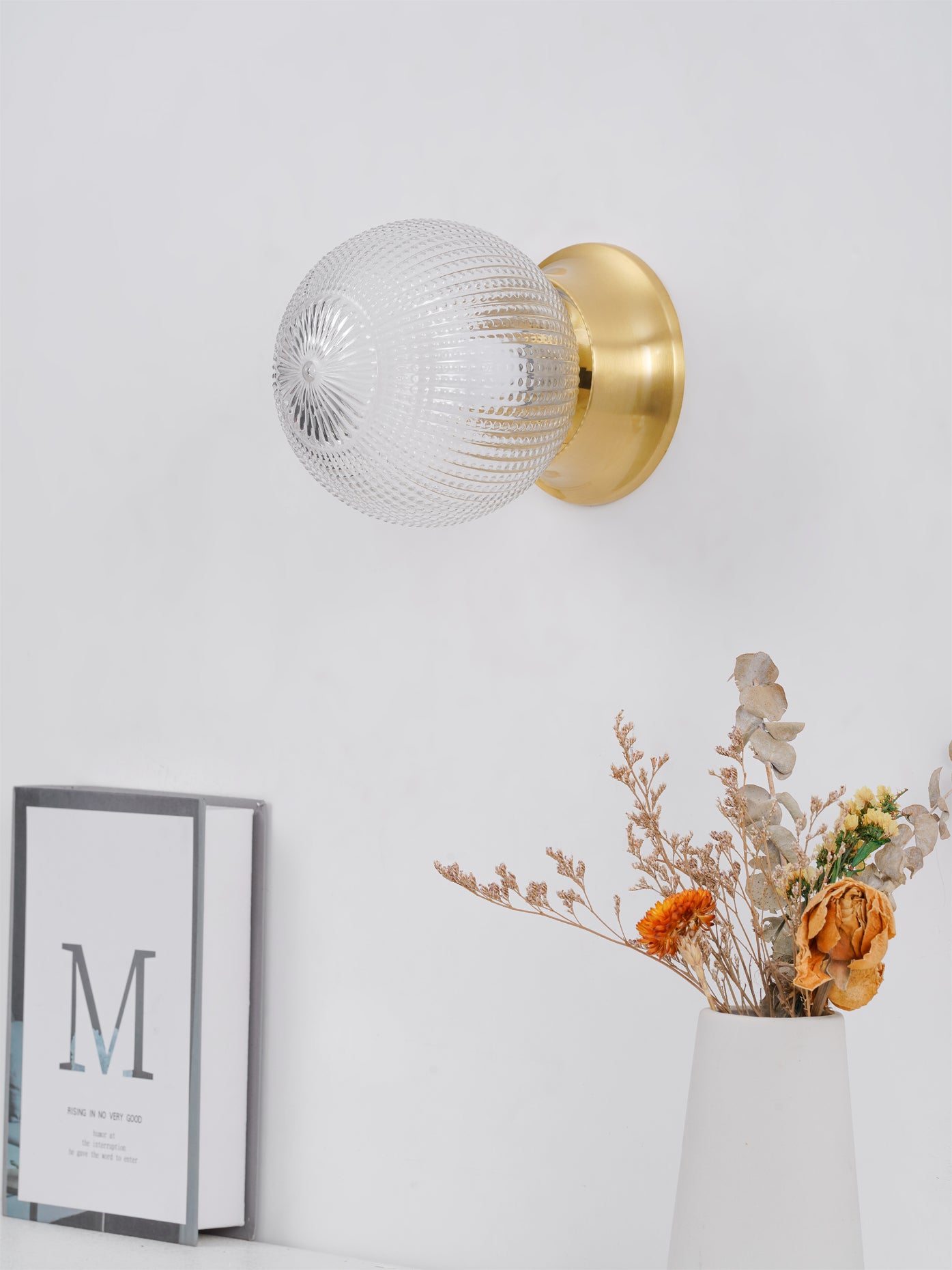 Reeded Globe Flush Ceiling Light - Lumpaz