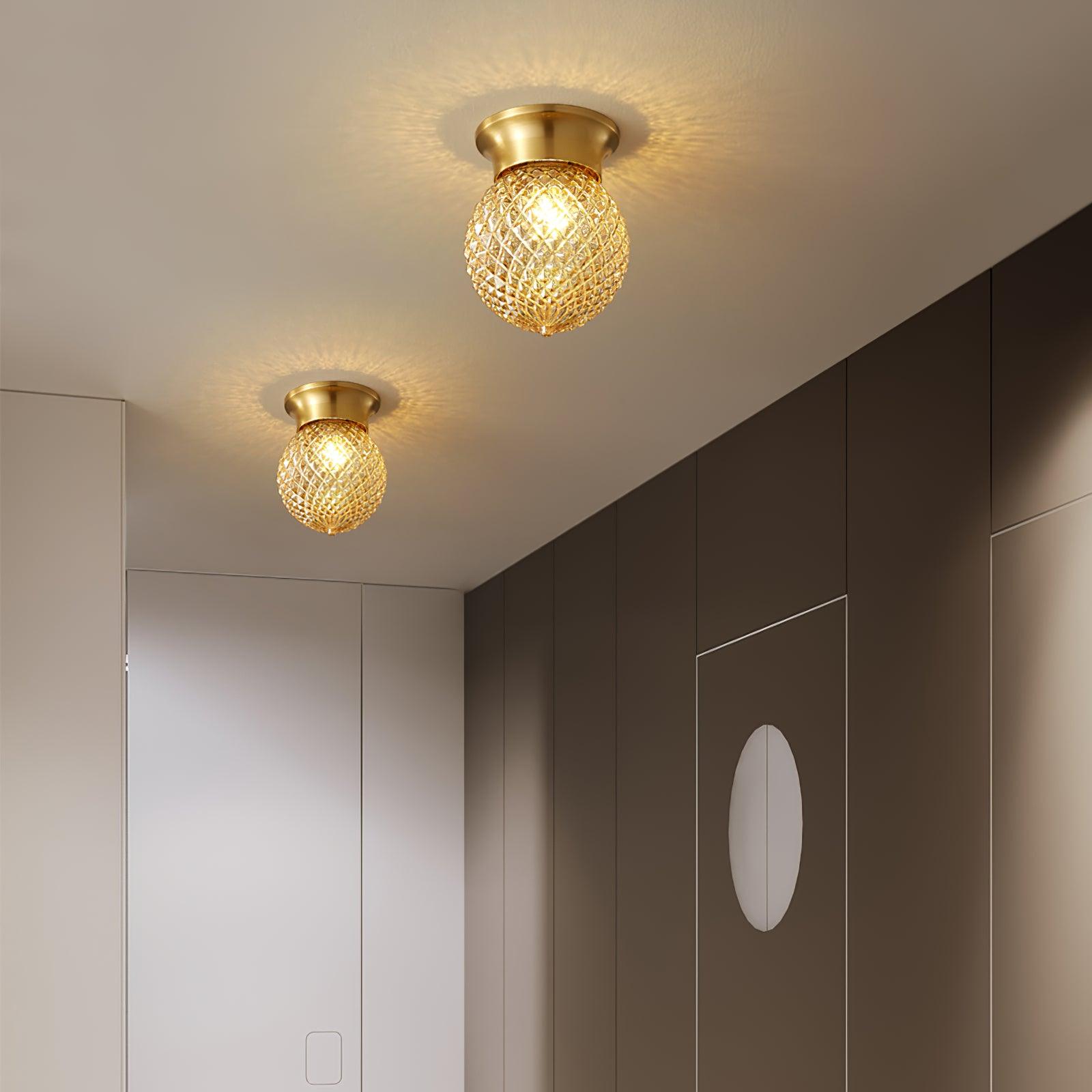 Reeded Globe Flush Ceiling Light - Lumpaz
