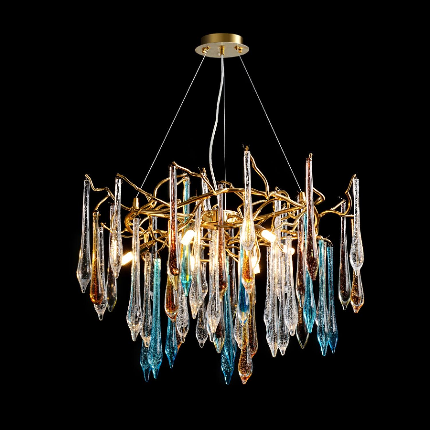 Gold Round Teardrop Chandelier - Lumpaz