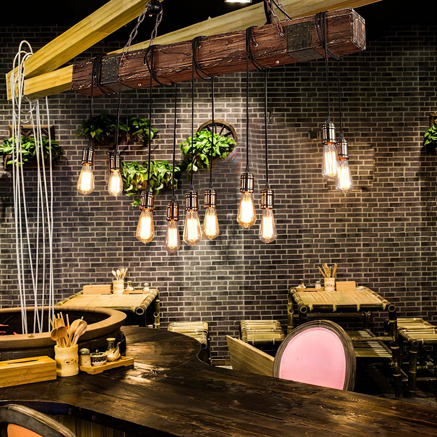 Wood Hanging Multi Chandelier - Lumpaz