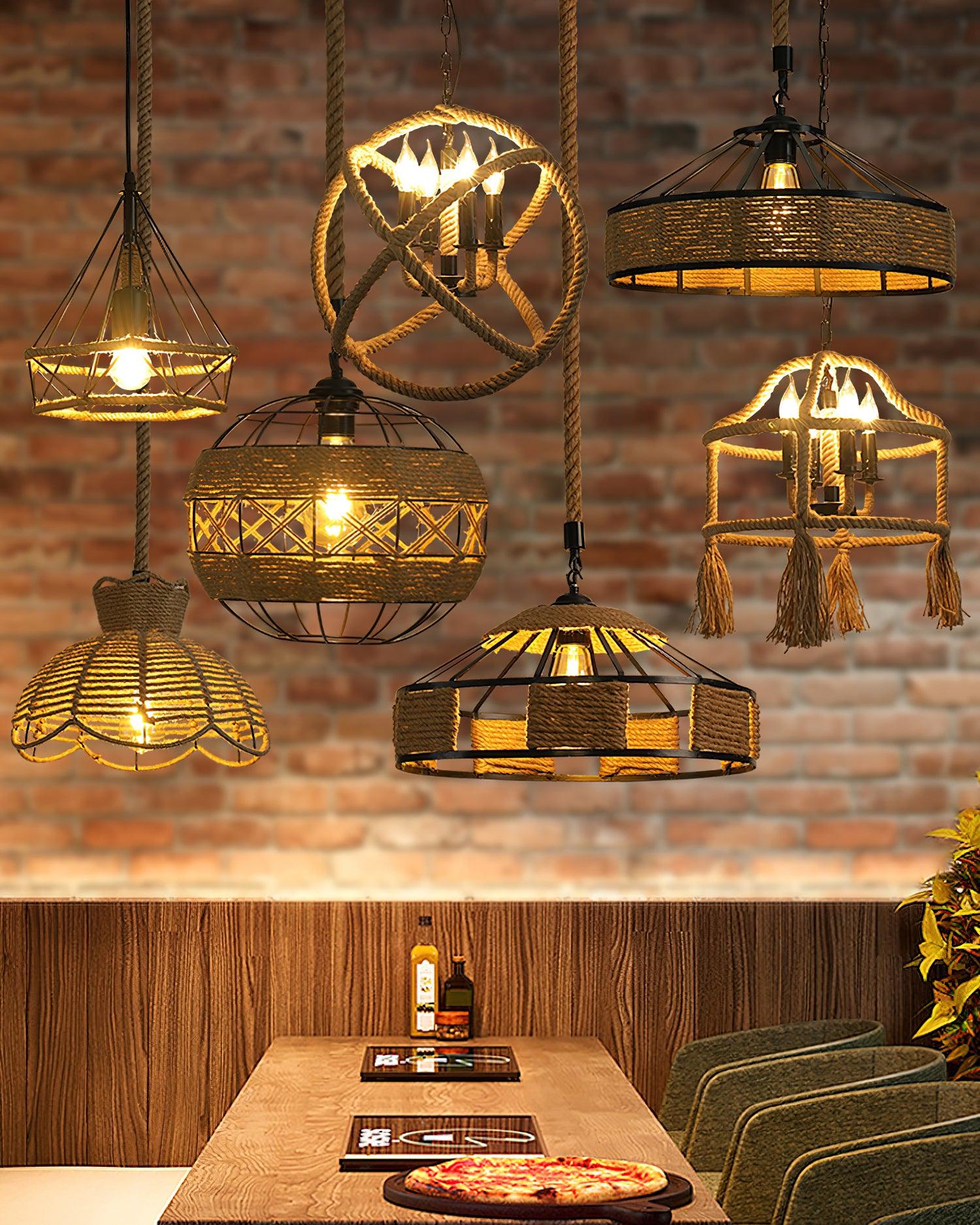 Retro Hemp Rope Interesting Pendant Light - Lumpaz