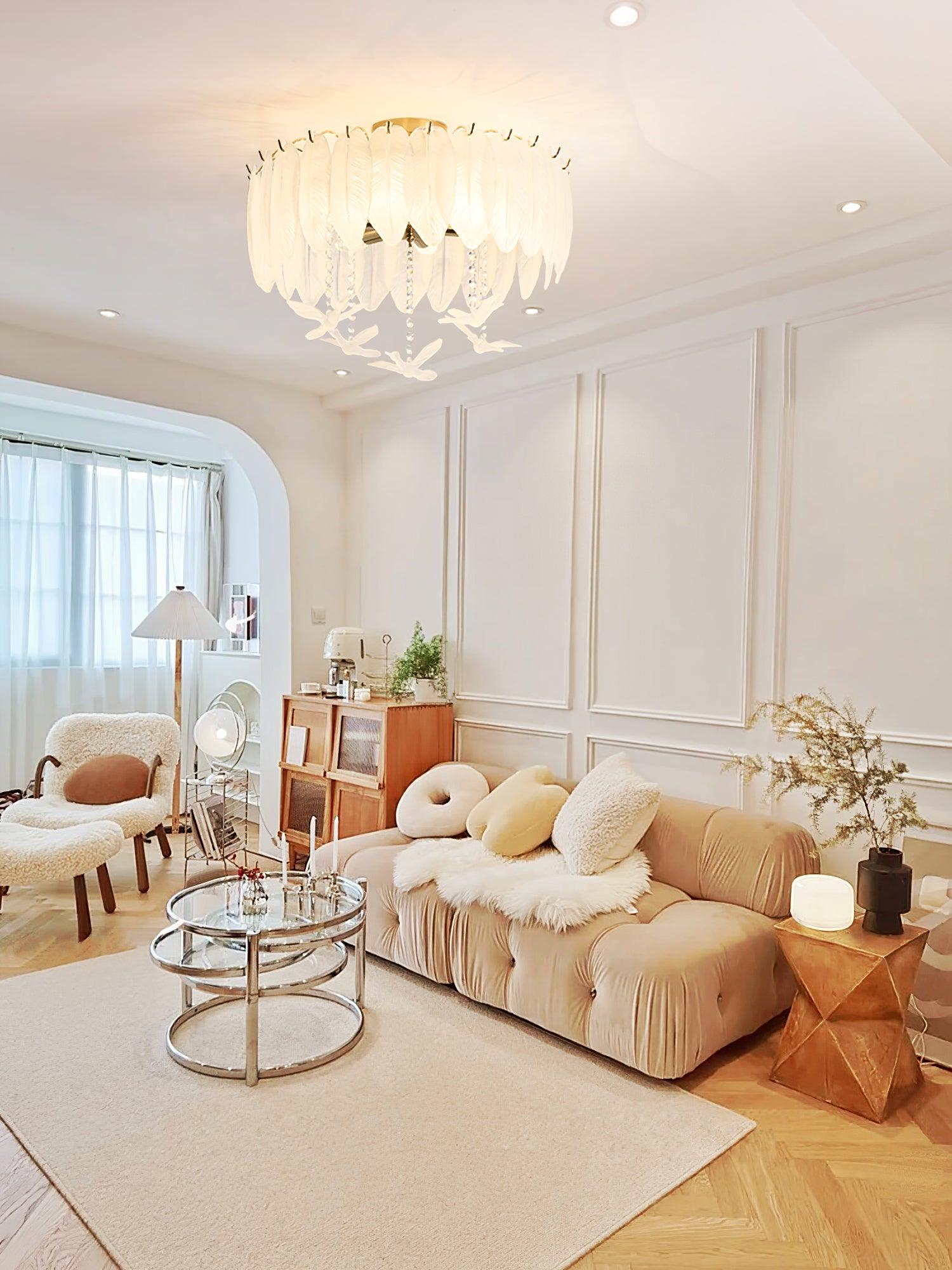 Glass Feather Ceiling Light - Lumpaz