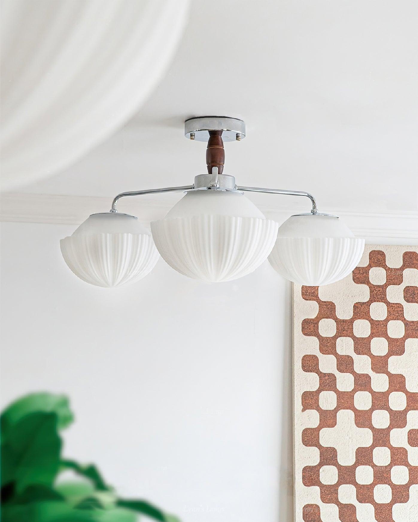 Ribbed Walnut Ceiling Lamp - Lumpaz