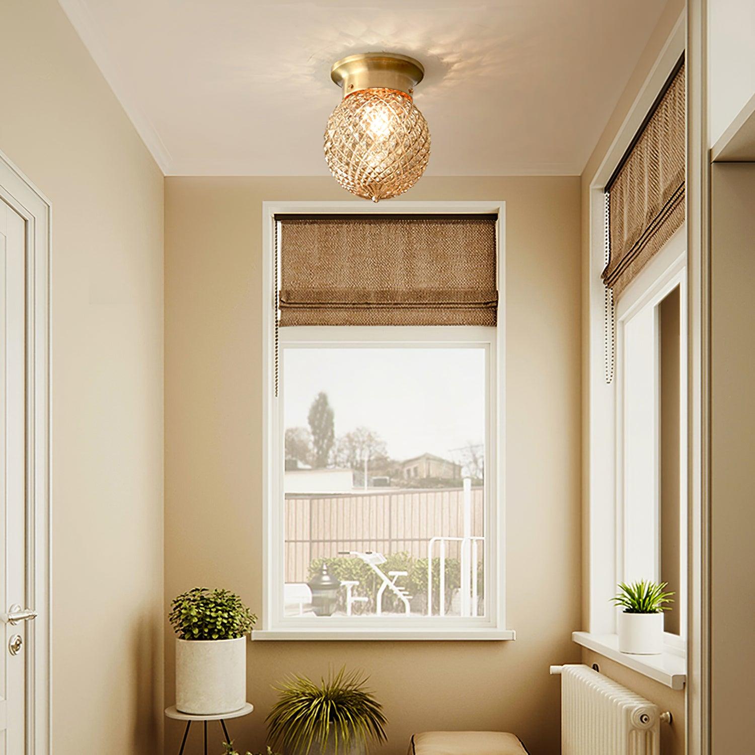 Reeded Globe Flush Ceiling Light - Lumpaz