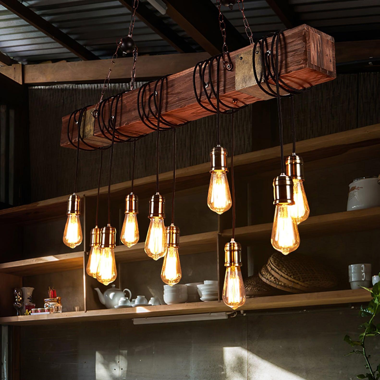 Wood Hanging Multi Chandelier - Lumpaz