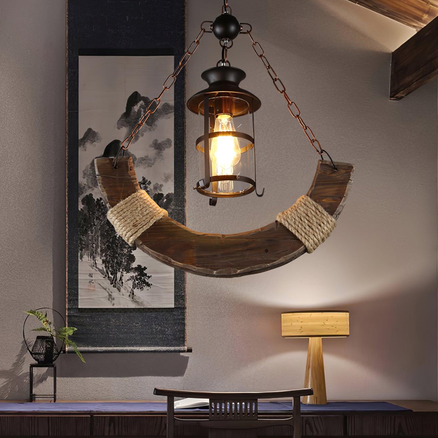 Nautical Industrial Style Wooden Chandelier - Lumpaz