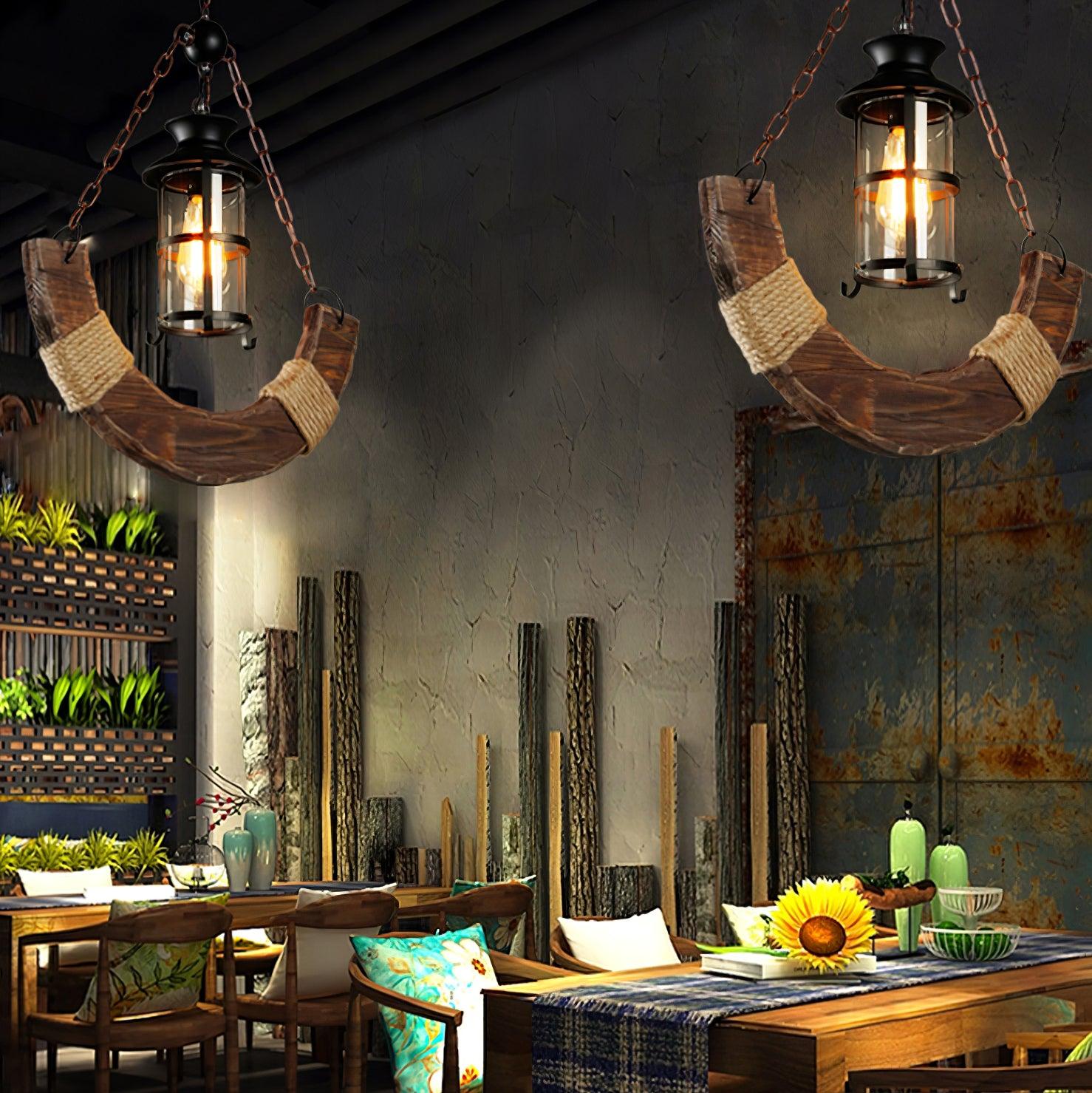 Nautical Industrial Style Wooden Chandelier - Lumpaz