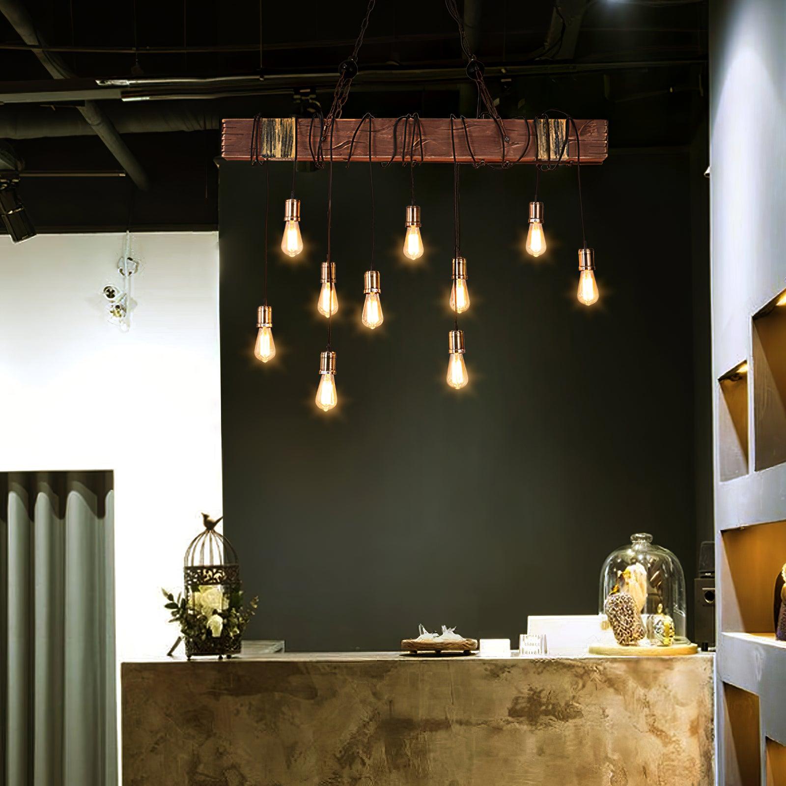 Wood Hanging Multi Chandelier - Lumpaz