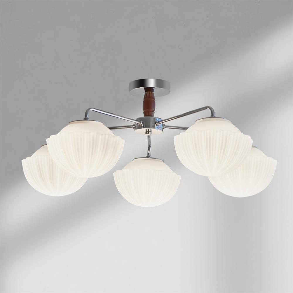 Ribbed Walnut Ceiling Lamp - Lumpaz