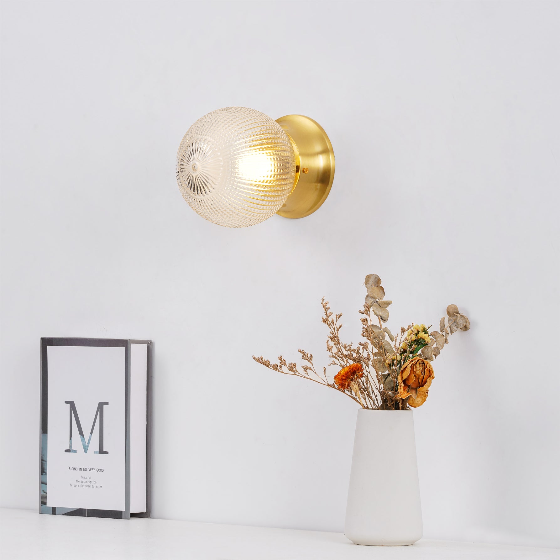 Reeded Globe Flush Ceiling Light - Lumpaz