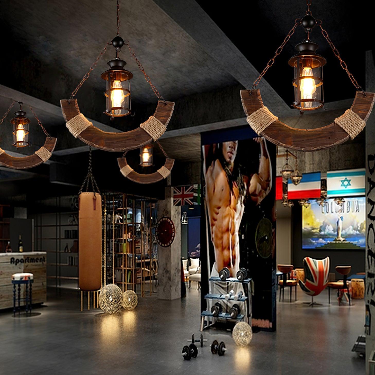 Nautical Industrial Style Wooden Chandelier - Lumpaz