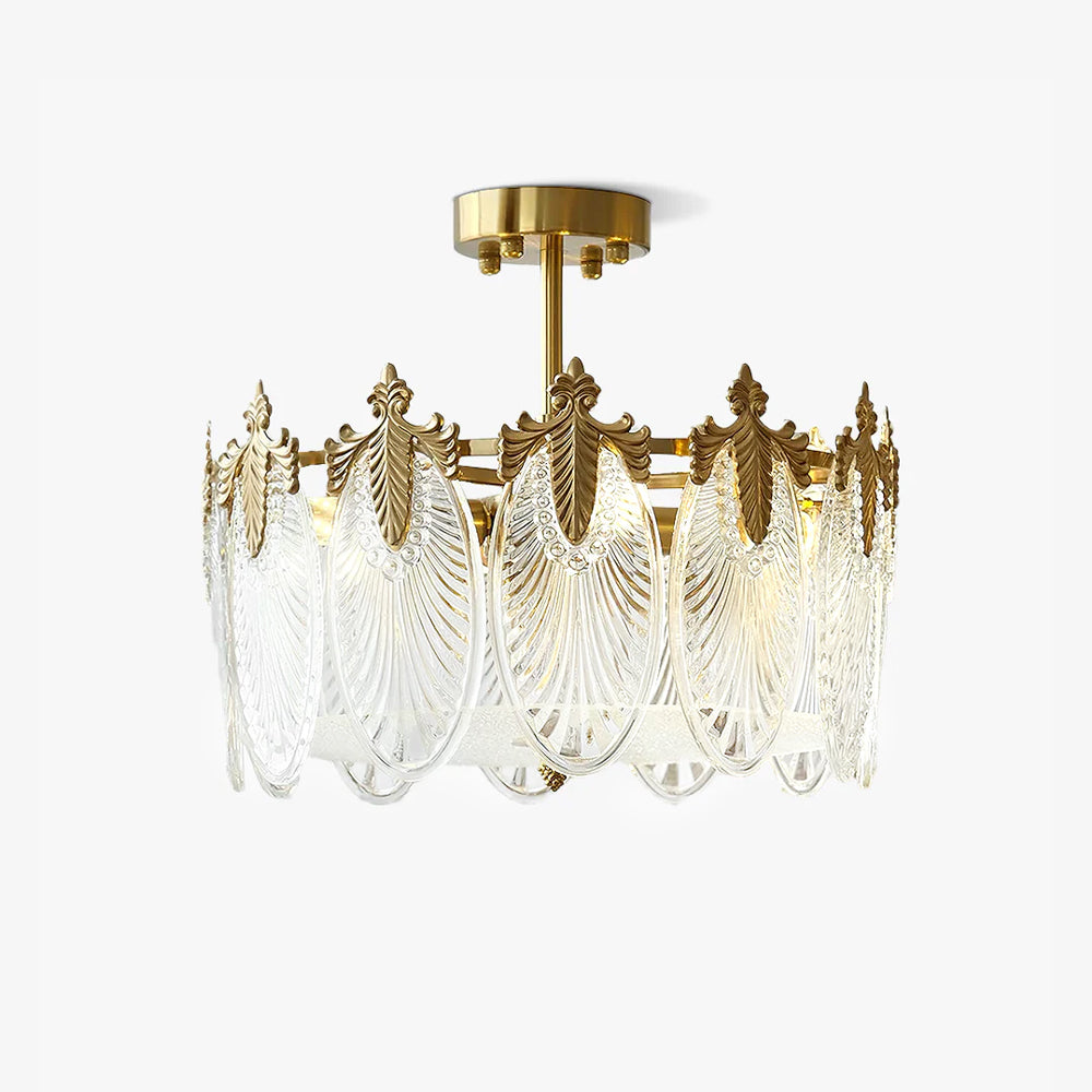 Decorative Pattern Glass Round Chandelier - Lumpaz