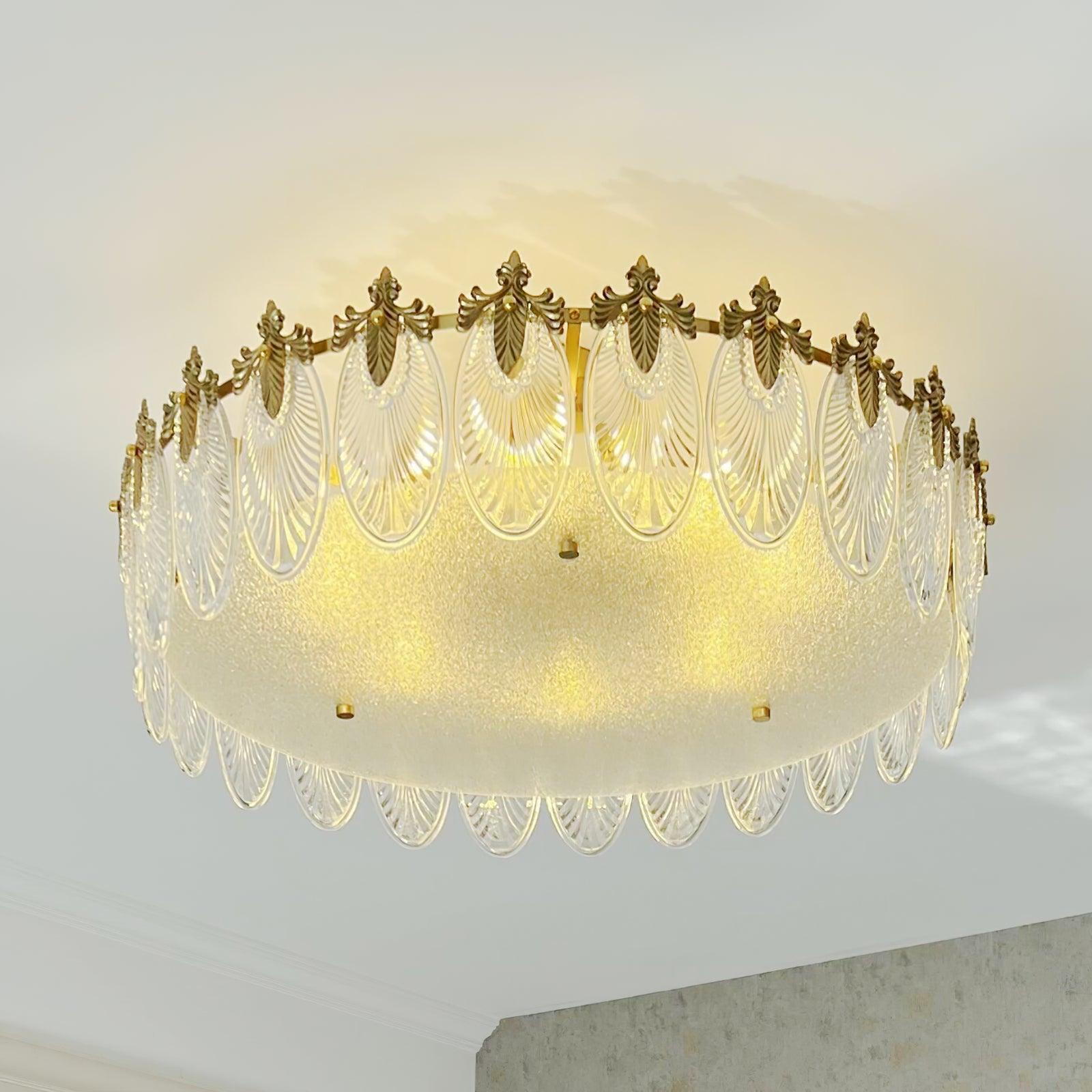 Decorative Pattern Glass Round Chandelier - Lumpaz
