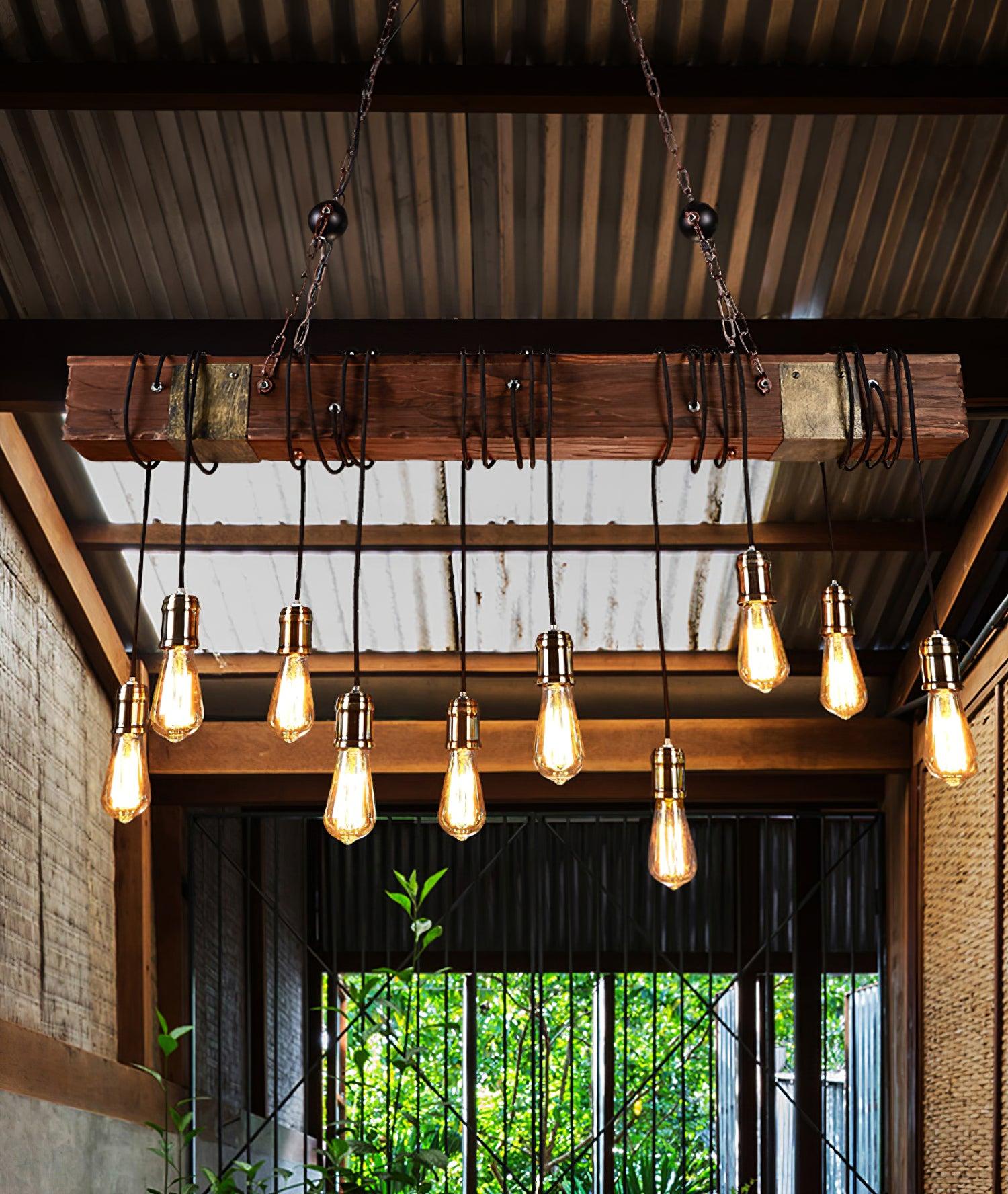 Wood Hanging Multi Chandelier - Lumpaz