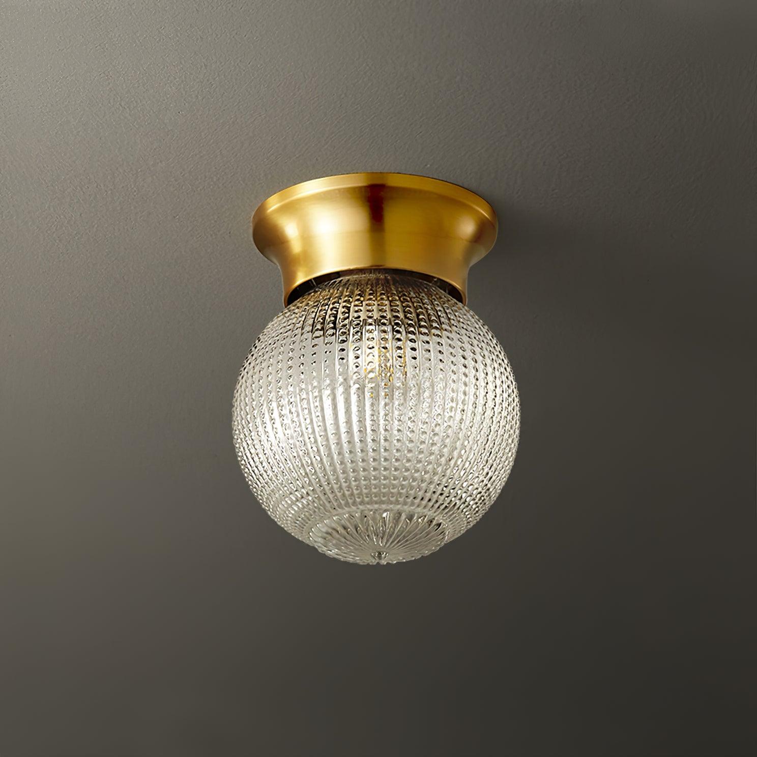 Reeded Globe Flush Ceiling Light - Lumpaz