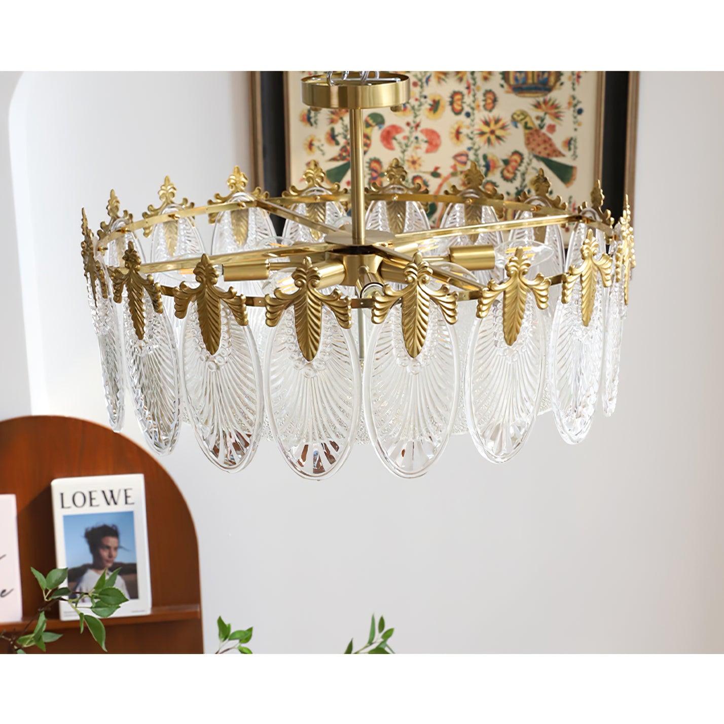 Decorative Pattern Glass Round Chandelier - Lumpaz