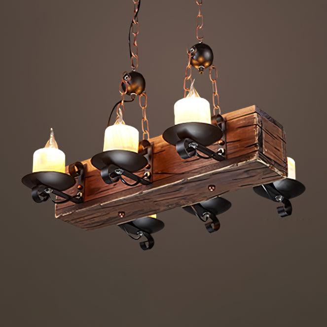 Nautical Industrial Style Wooden Chandelier - Lumpaz
