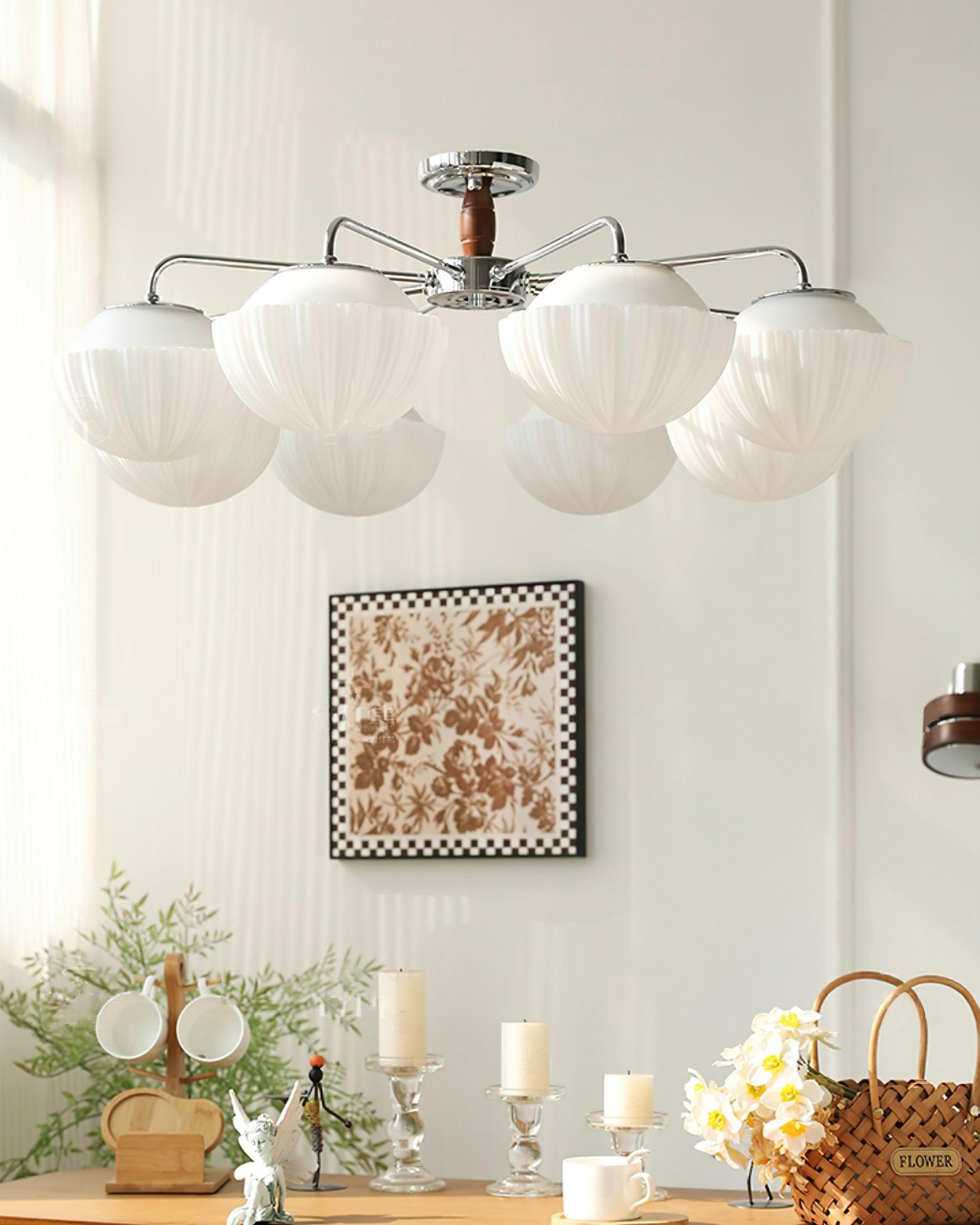 Ribbed Walnut Ceiling Lamp - Lumpaz