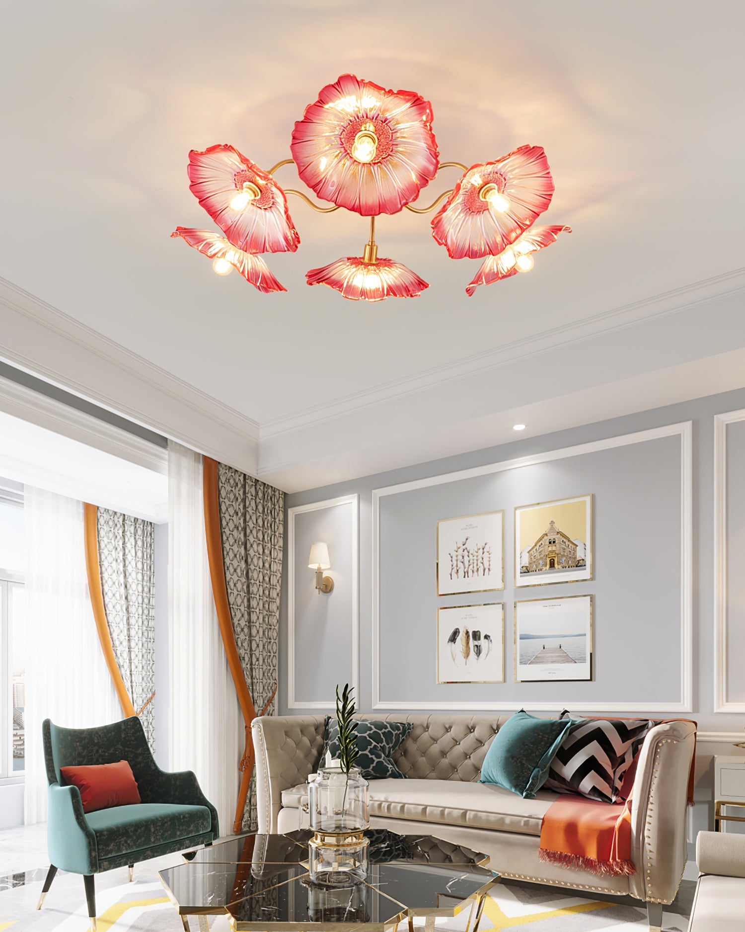 Lotus Leaf Glass Ceiling Lamp - Lumpaz