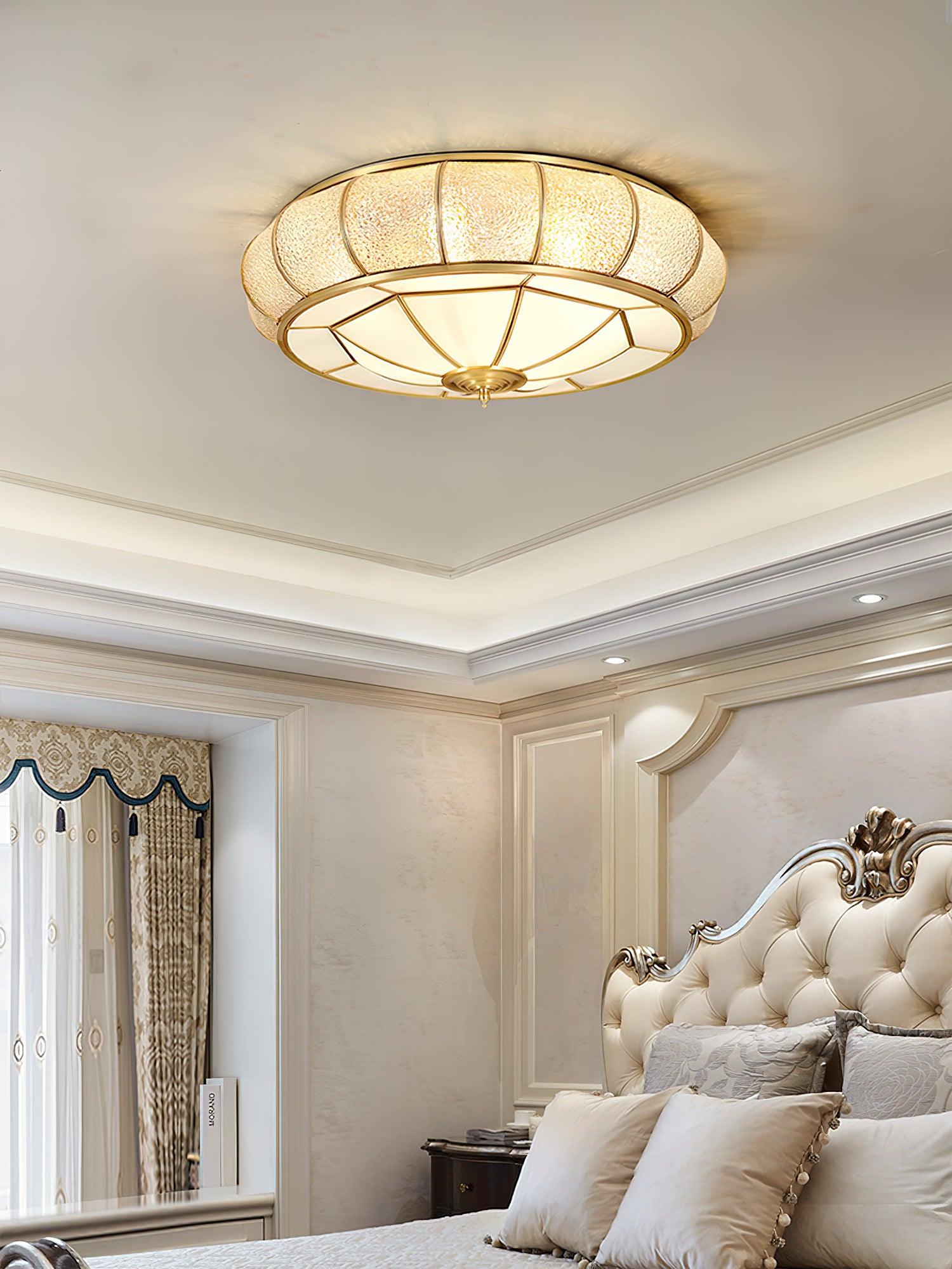 Colonial Glass Drum Ceiling Light - Lumpaz