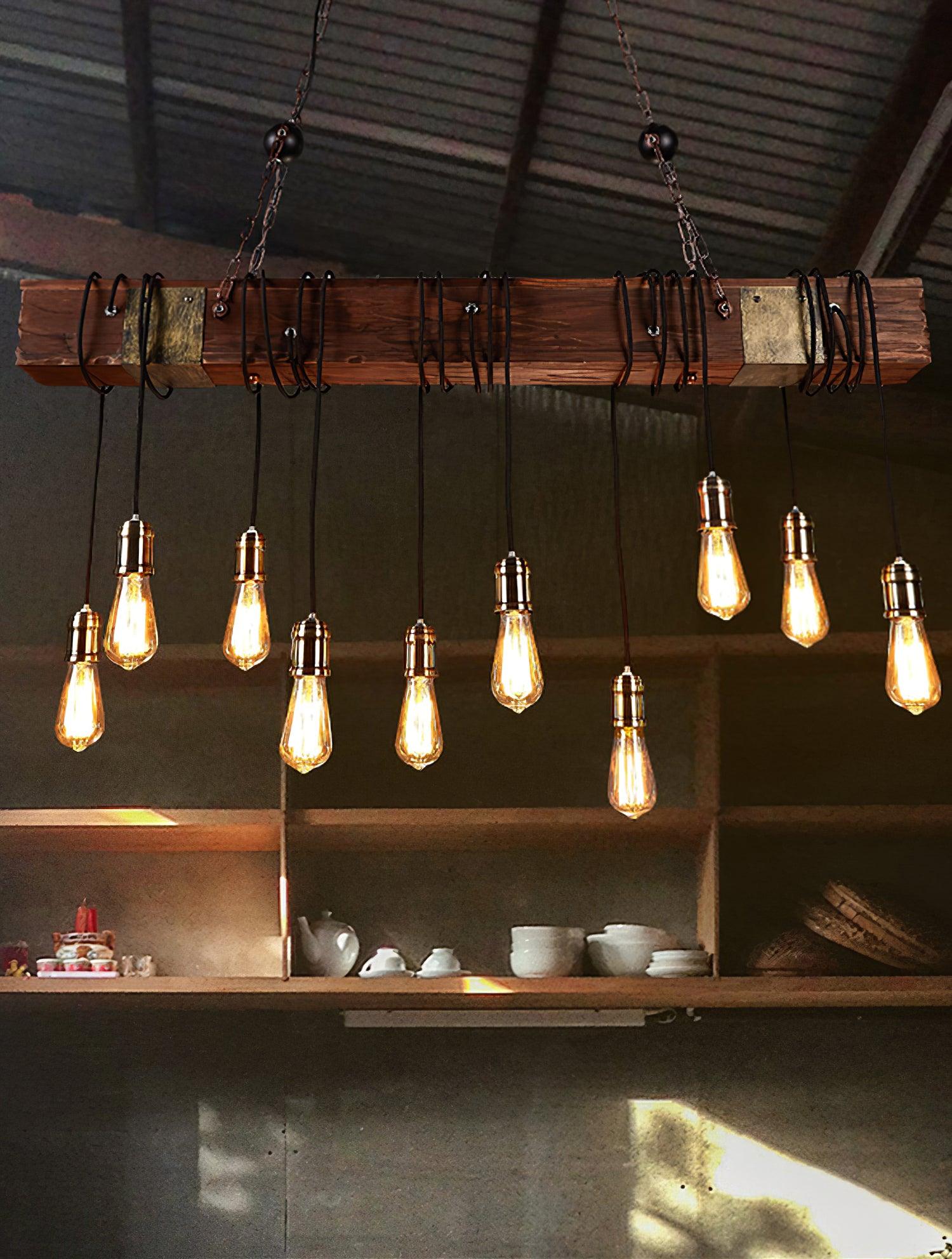 Wood Hanging Multi Chandelier - Lumpaz