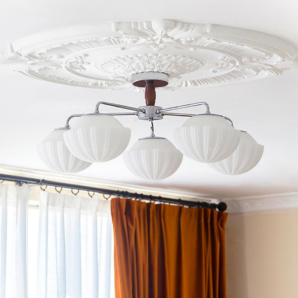 Ribbed Walnut Ceiling Lamp - Lumpaz