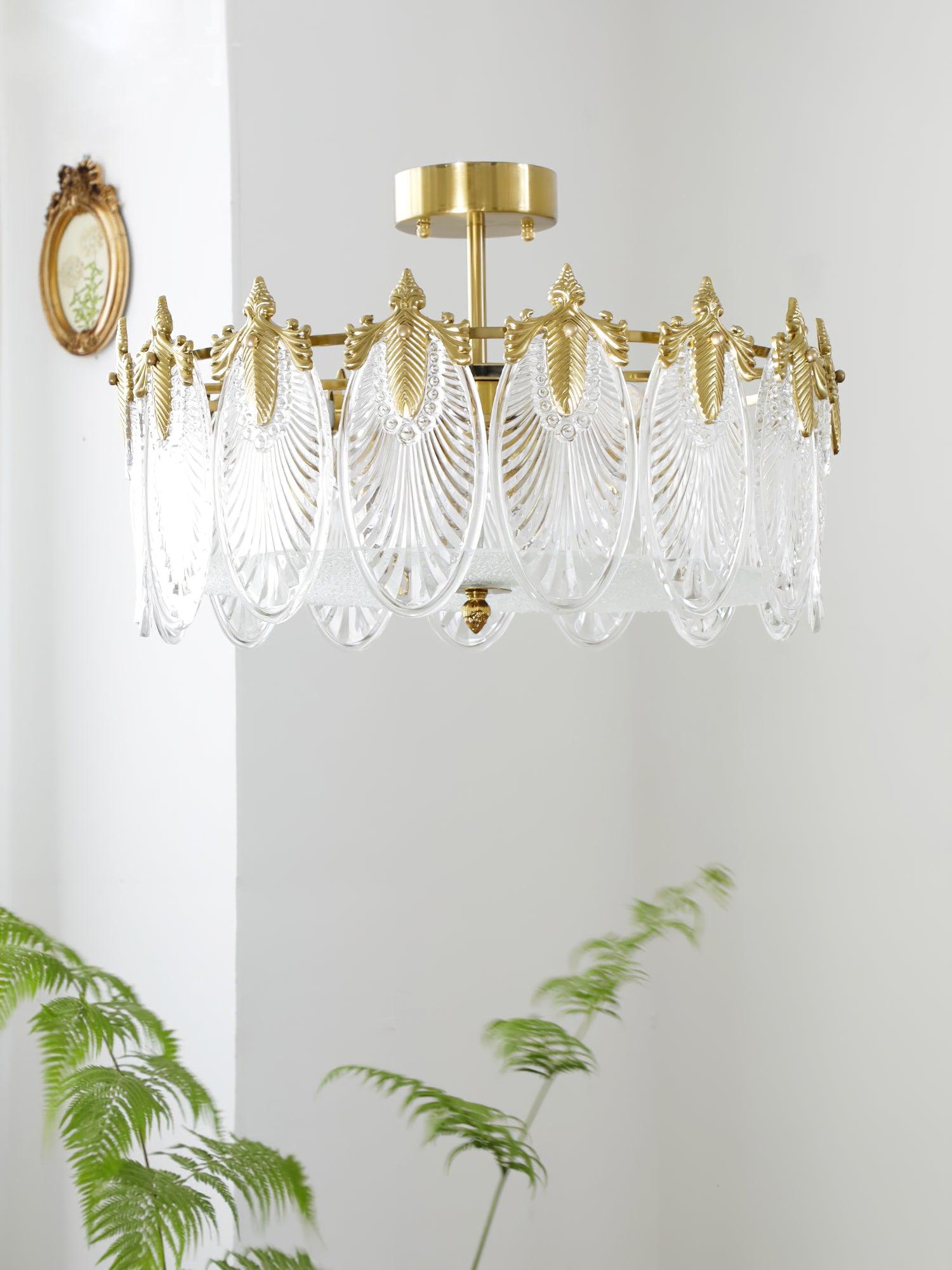 Decorative Pattern Glass Round Chandelier - Lumpaz