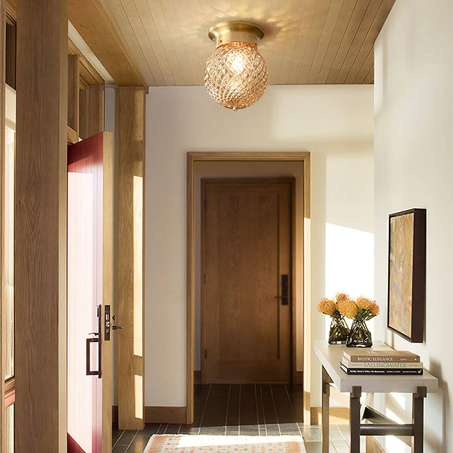 Reeded Globe Flush Ceiling Light - Lumpaz