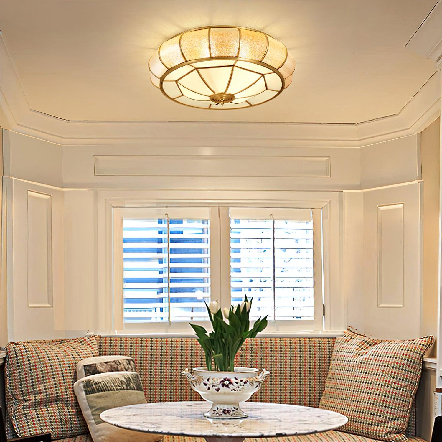 Colonial Glass Drum Ceiling Light - Lumpaz