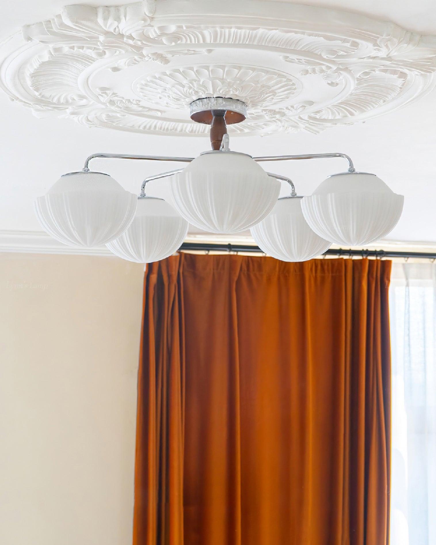 Ribbed Walnut Ceiling Lamp - Lumpaz