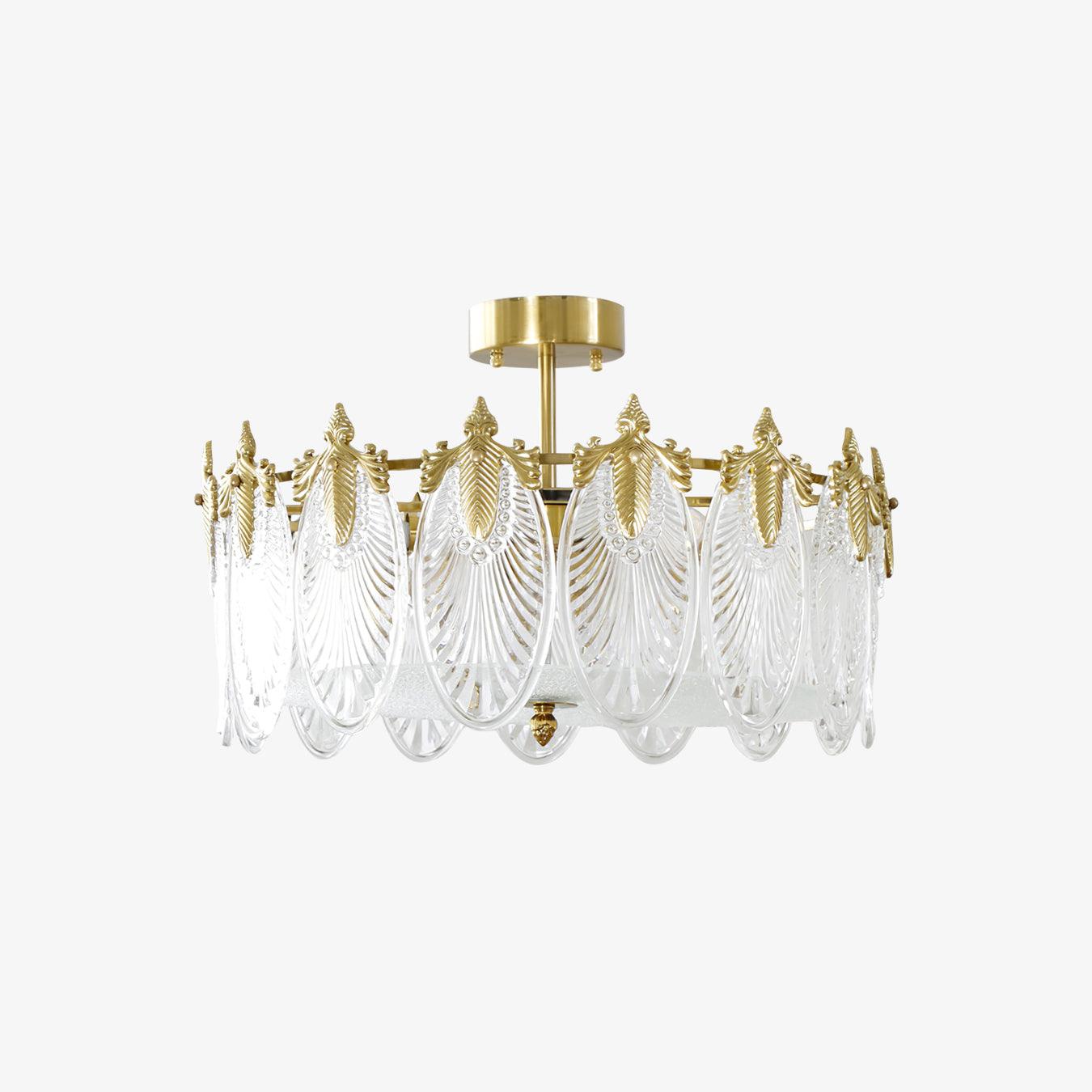 Decorative Pattern Glass Round Chandelier - Lumpaz