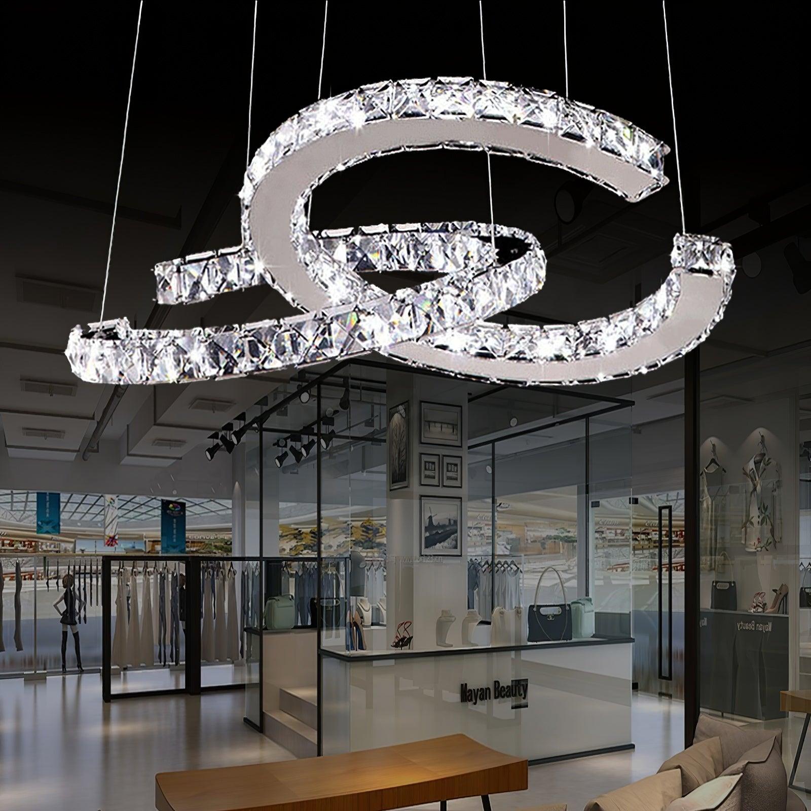 Modern Crystal Double C Chandelier - Lumpaz