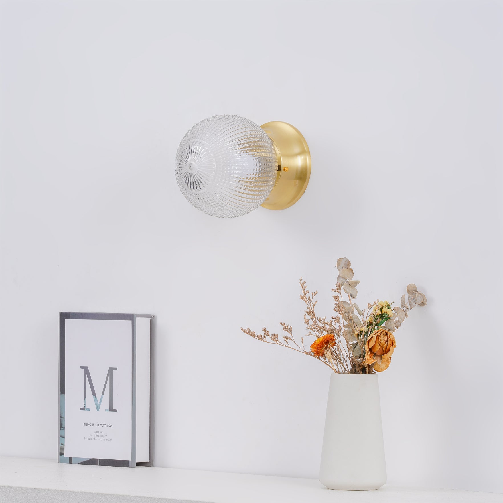 Reeded Globe Flush Ceiling Light - Lumpaz