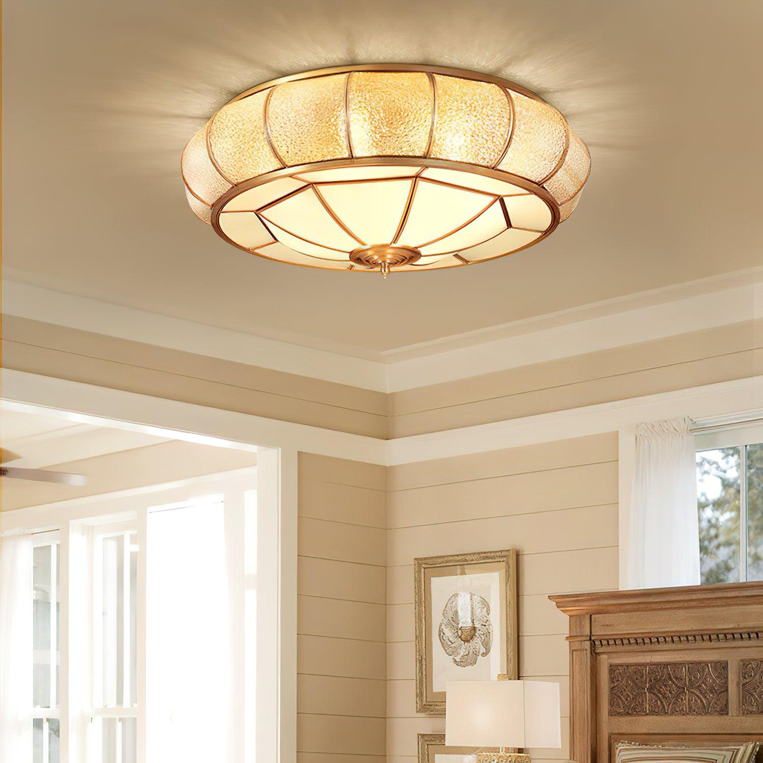 Colonial Glass Drum Ceiling Light - Lumpaz