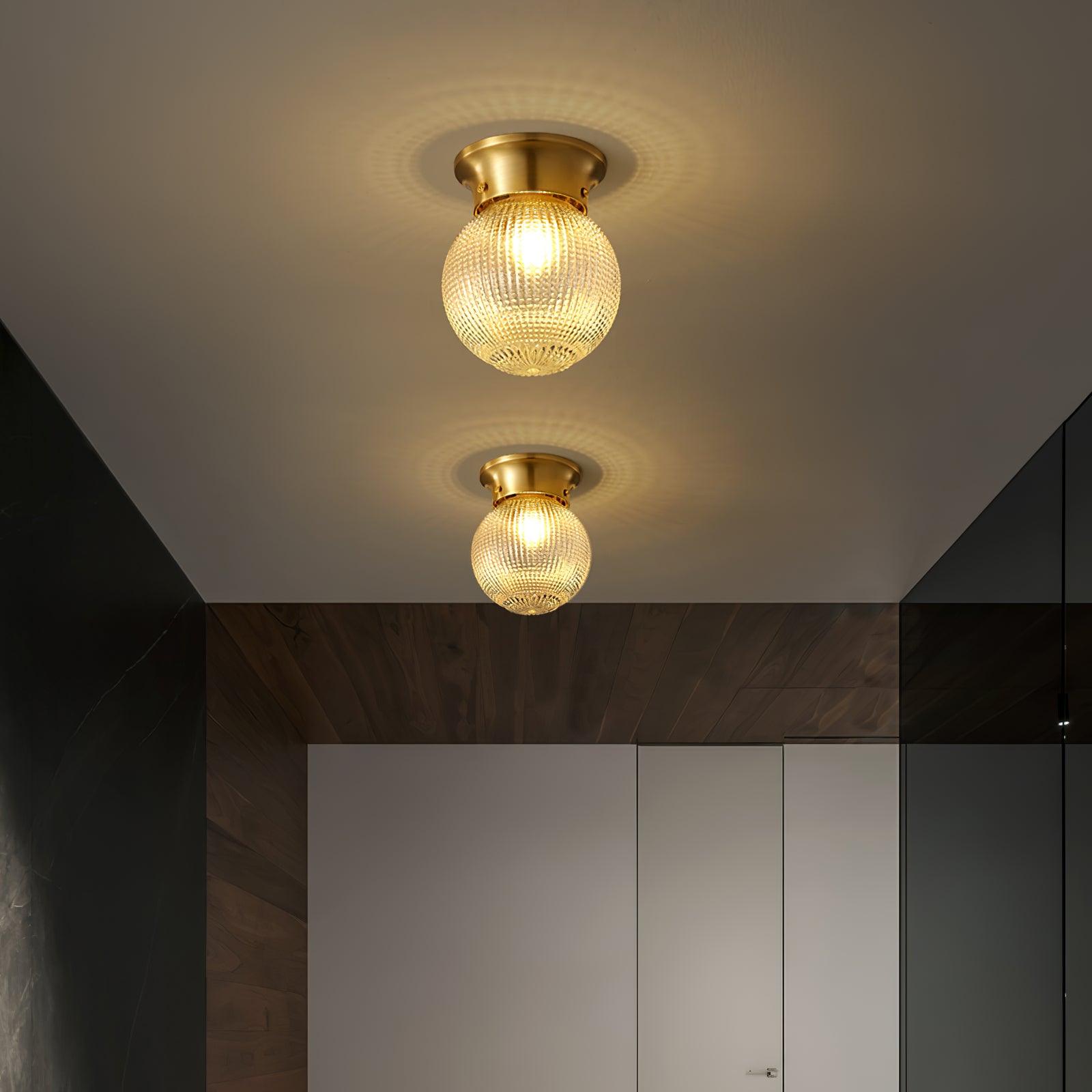 Reeded Globe Flush Ceiling Light - Lumpaz