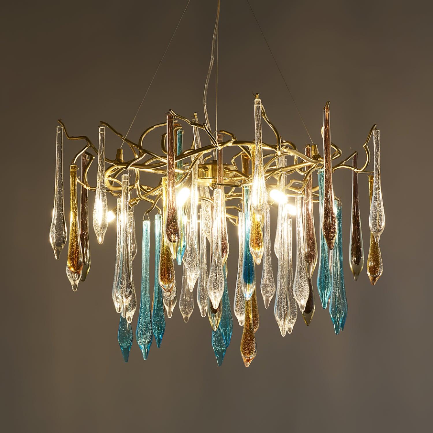 Gold Round Teardrop Chandelier - Lumpaz