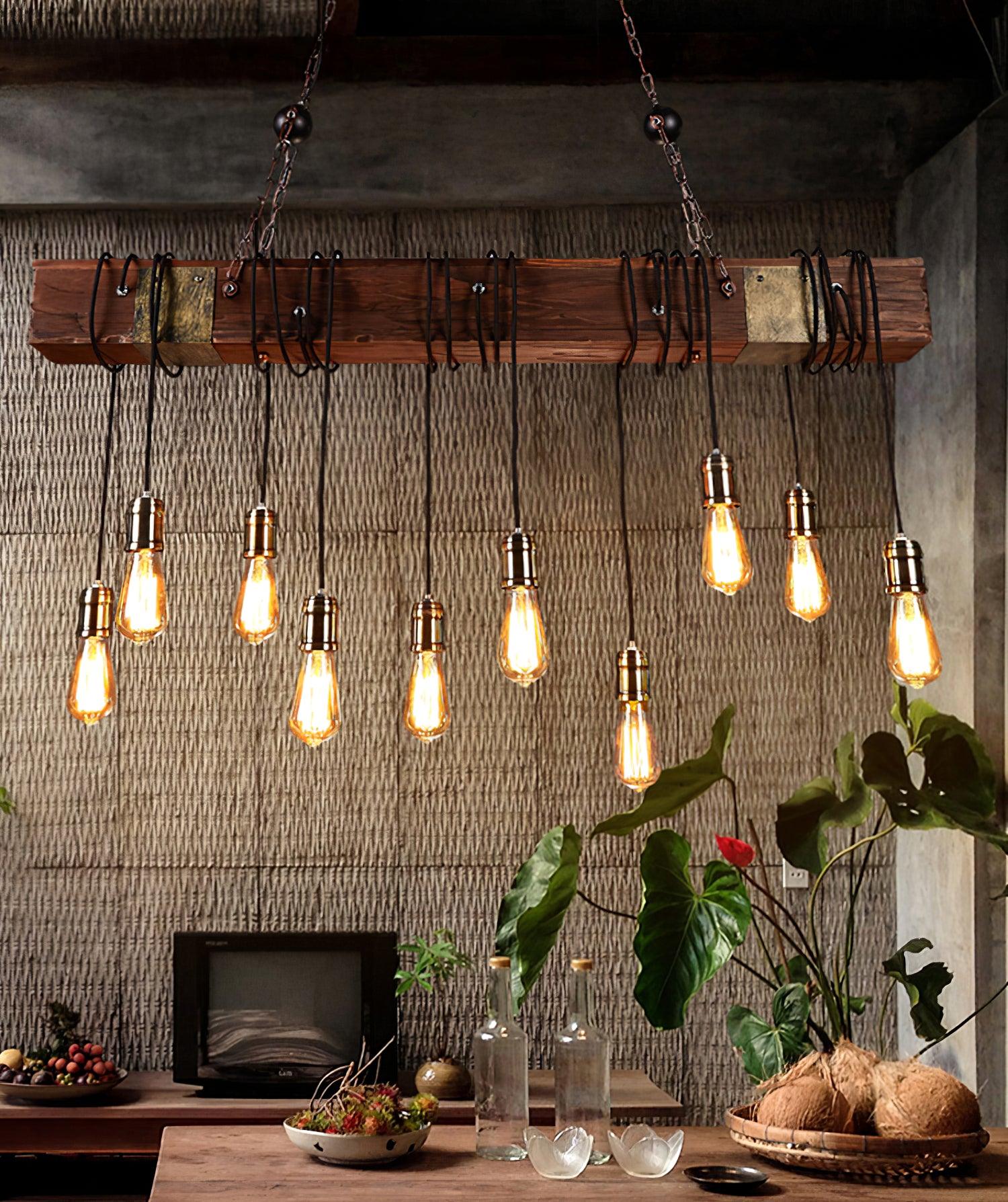 Wood Hanging Multi Chandelier - Lumpaz