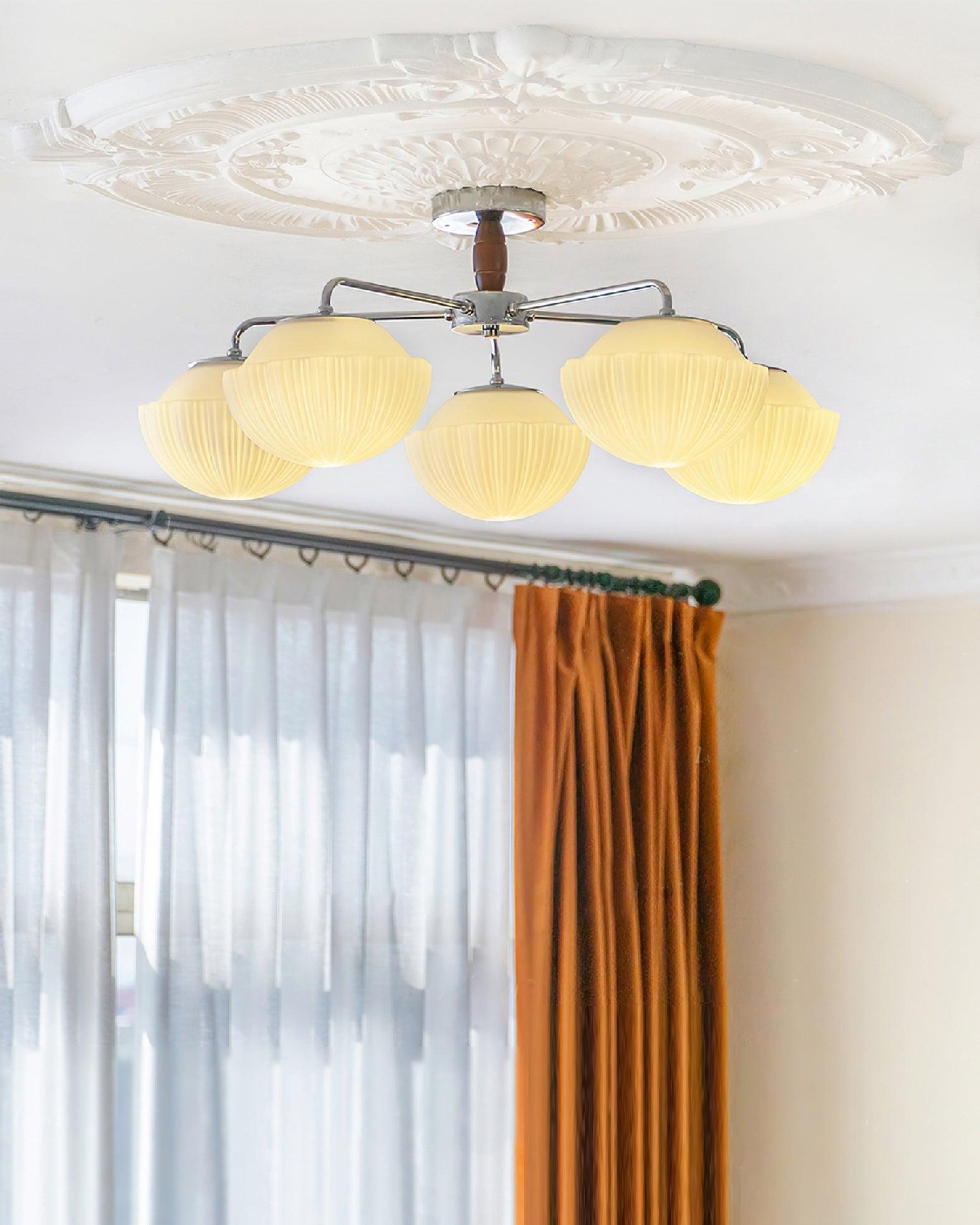 Ribbed Walnut Ceiling Lamp - Lumpaz