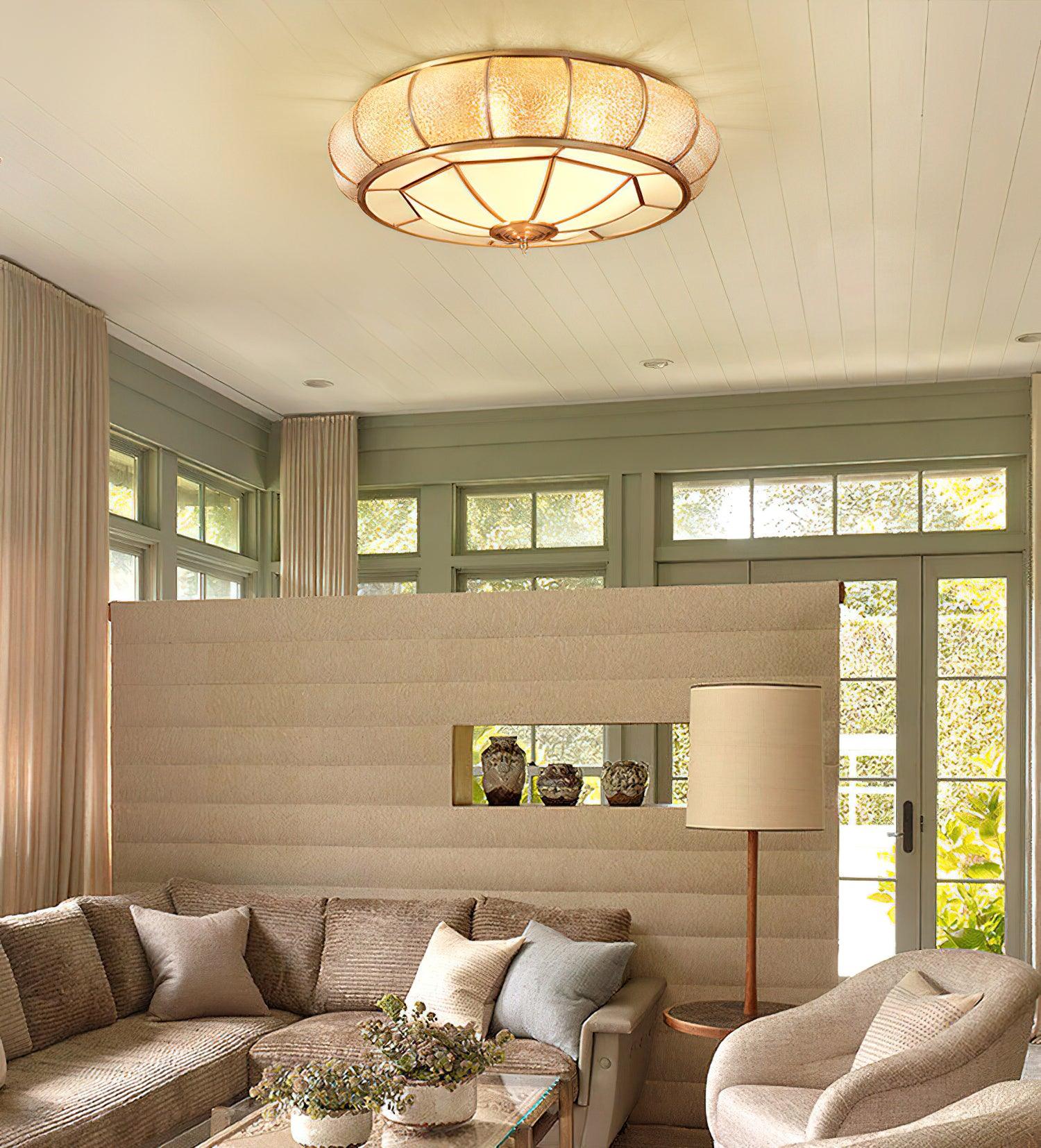 Colonial Glass Drum Ceiling Light - Lumpaz
