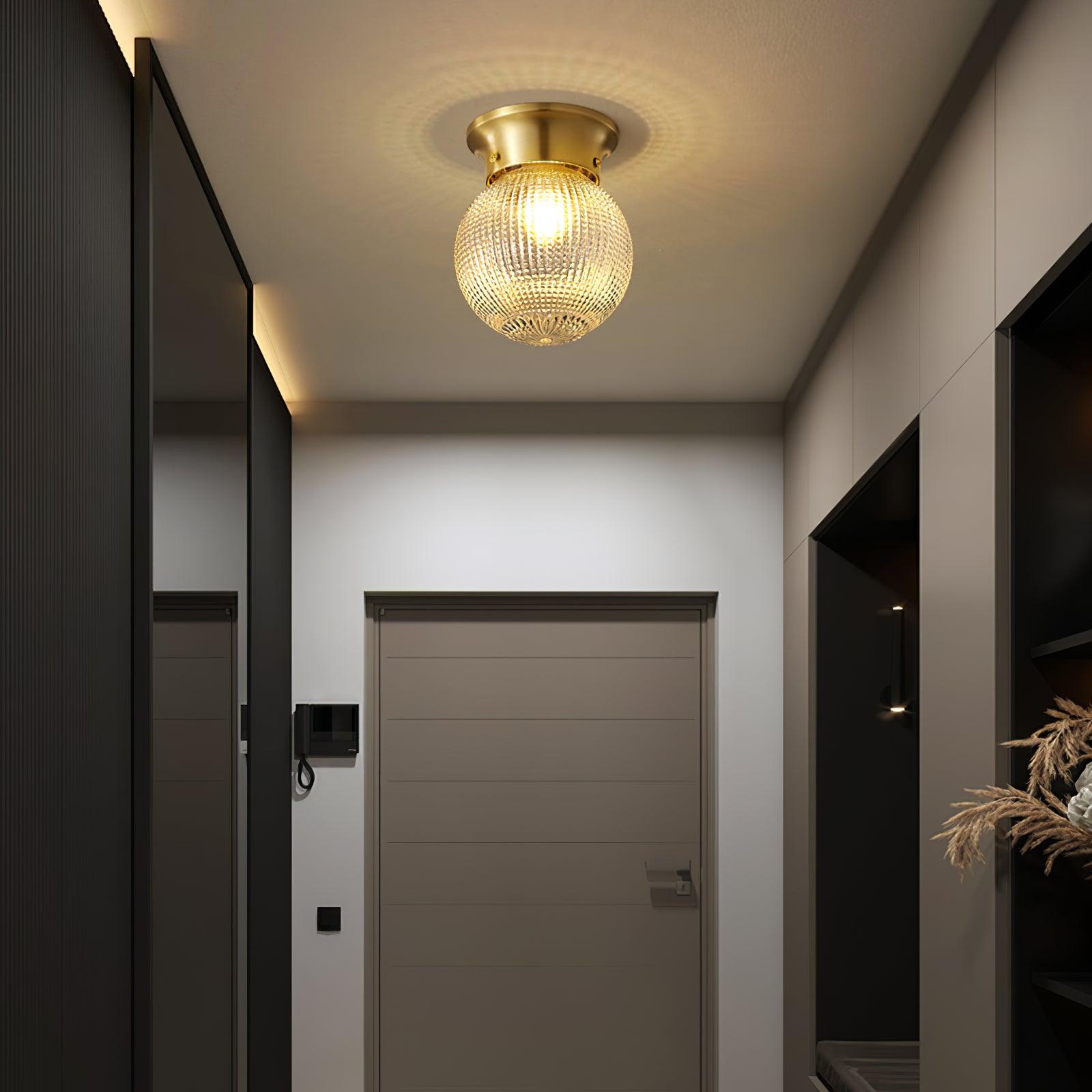 Reeded Globe Flush Ceiling Light - Lumpaz