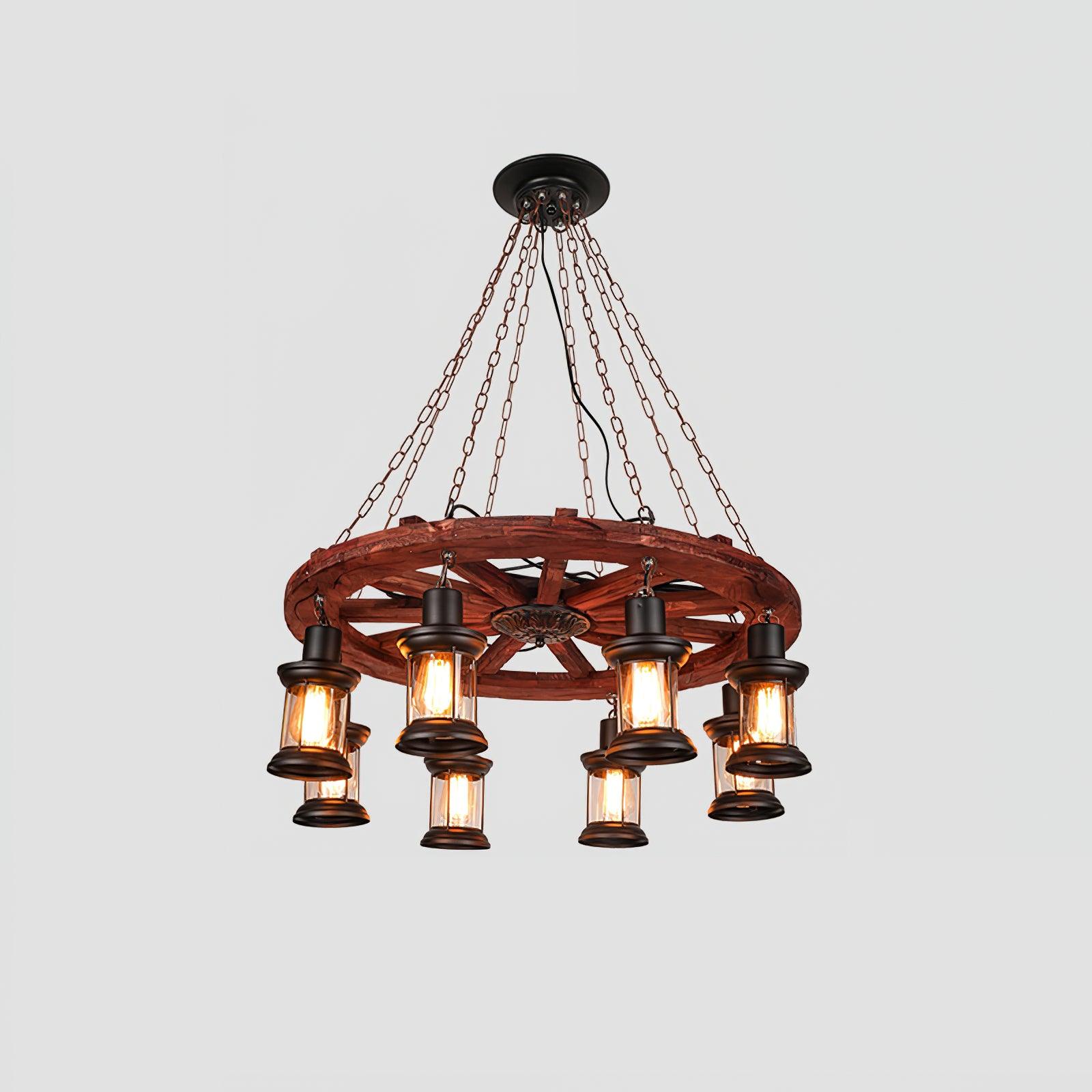 Nautical Industrial Style Wooden Chandelier - Lumpaz